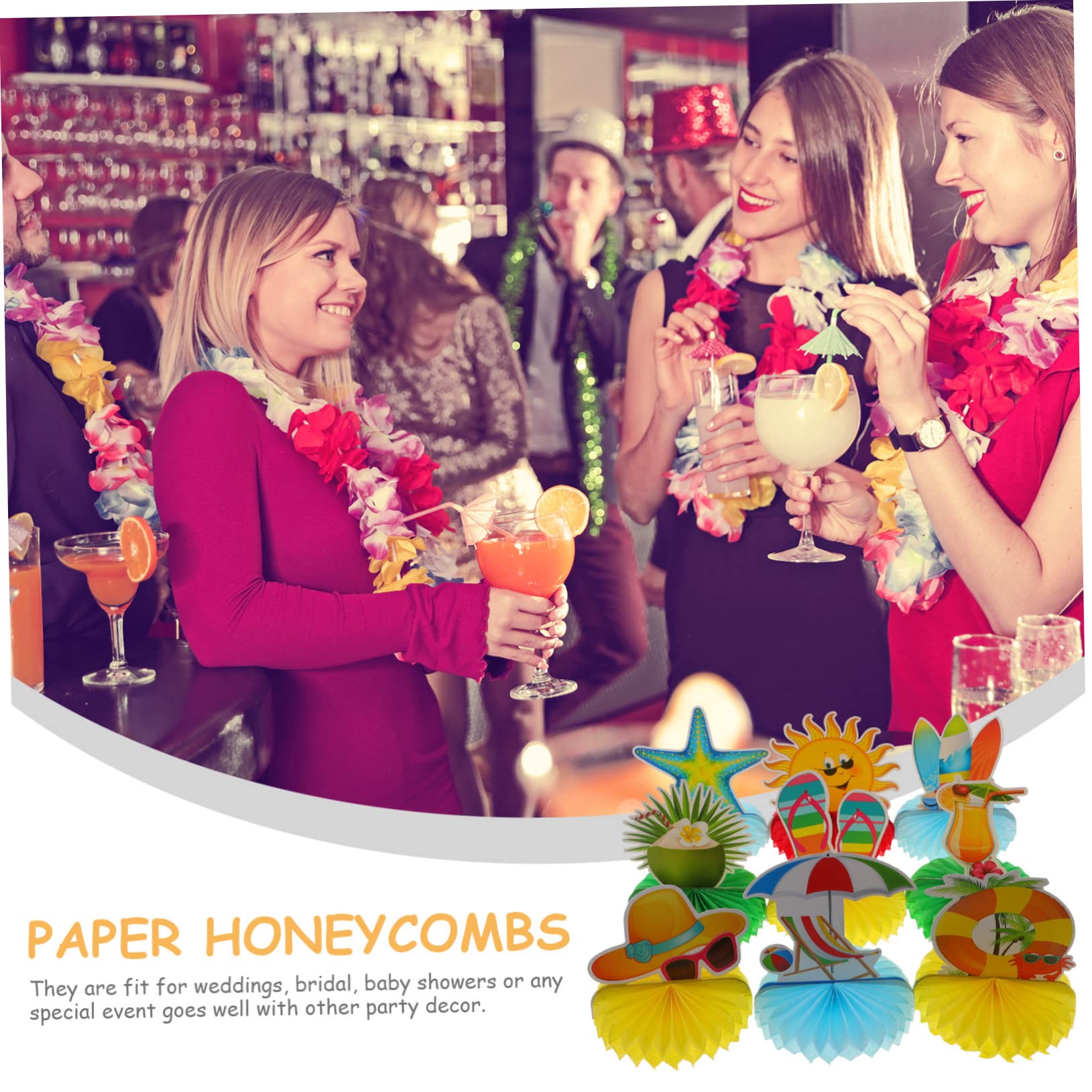 GARVALON 27stücke Teiliges Hawaii Dekorationen Bunte Papier Honeycomb Ornamente Für Sommerfeste Luau Und Strandpartys Und Tischdekoration