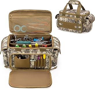 Small Tool Bag for Men, Tool Storage Organiser with Anti-friction and Thick Padded Bottom, Tactical Bag, Multi-functional Work Bag for Repairman, Electrician, Carpenters, Camo
