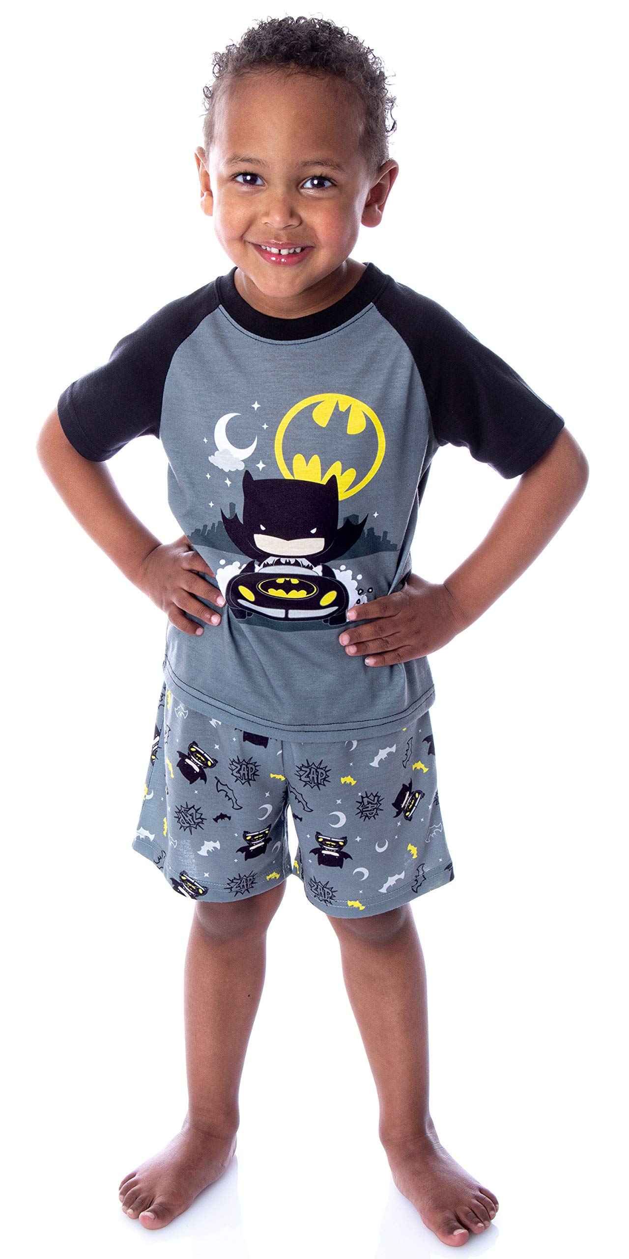 DC Comics - Pijama de Batman para niños pequeños y niñas, juego de pijama de superhéroe de 2 piezas