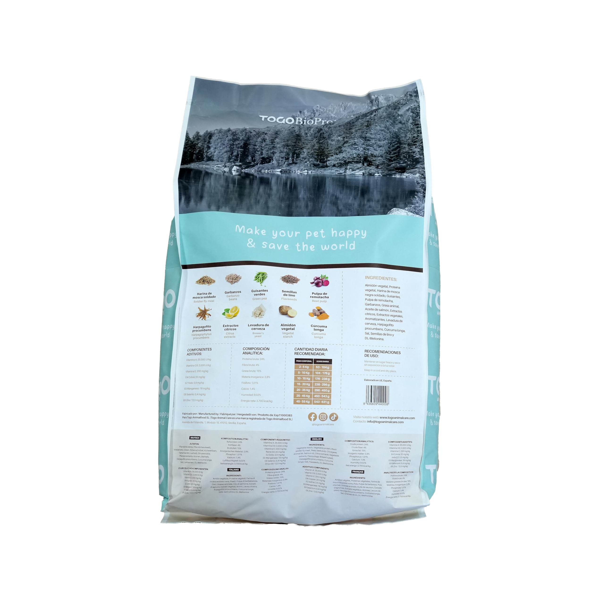 Pienso Hipoalergenico Perros Togo [12 kg] Comida SIN Cereales | Apto para Todas Las Razas | Grandes y Medianas | Ideal Sistema gastrointestinal, renal y Articular | Natural y Light