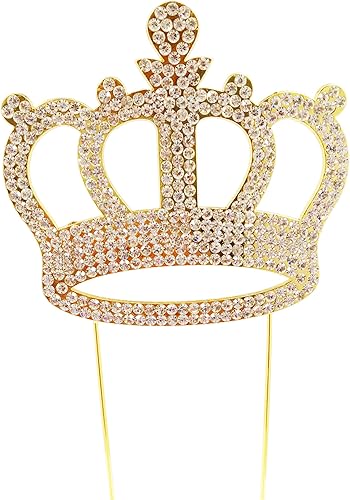 Decoración de pastel de corona de lujo para aniversario, fiesta de cumpleaños y boda. Brillo y destellos. Oro