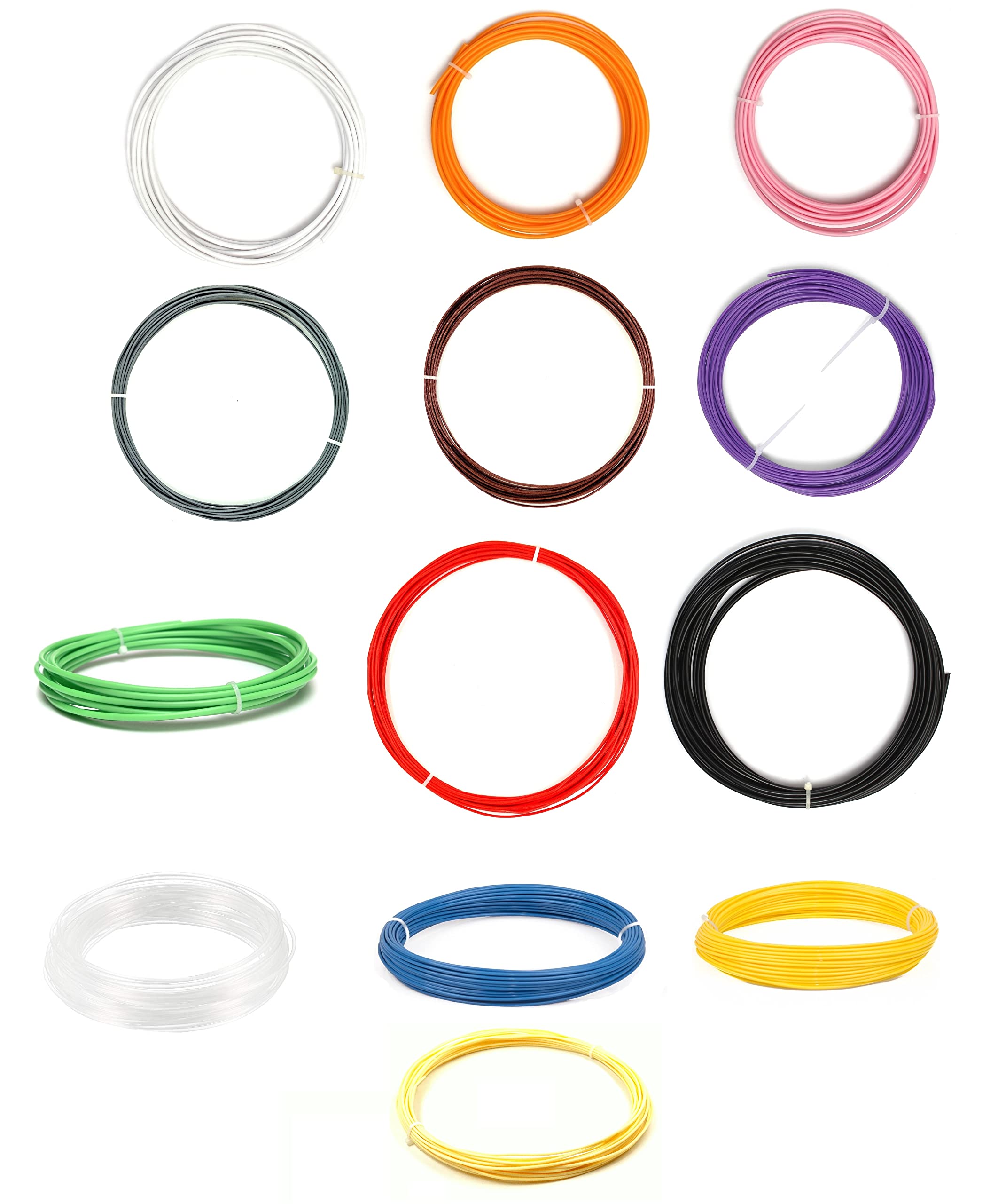 INVENTO 10 Meter Each 1.75mm 13 Colours Pink Orange White Green Blue Violet Brown Grey Transparent Black Red Skin Yellow PLA Filament 3D Printing Filament for 3D Pen 3D Printer-image-29