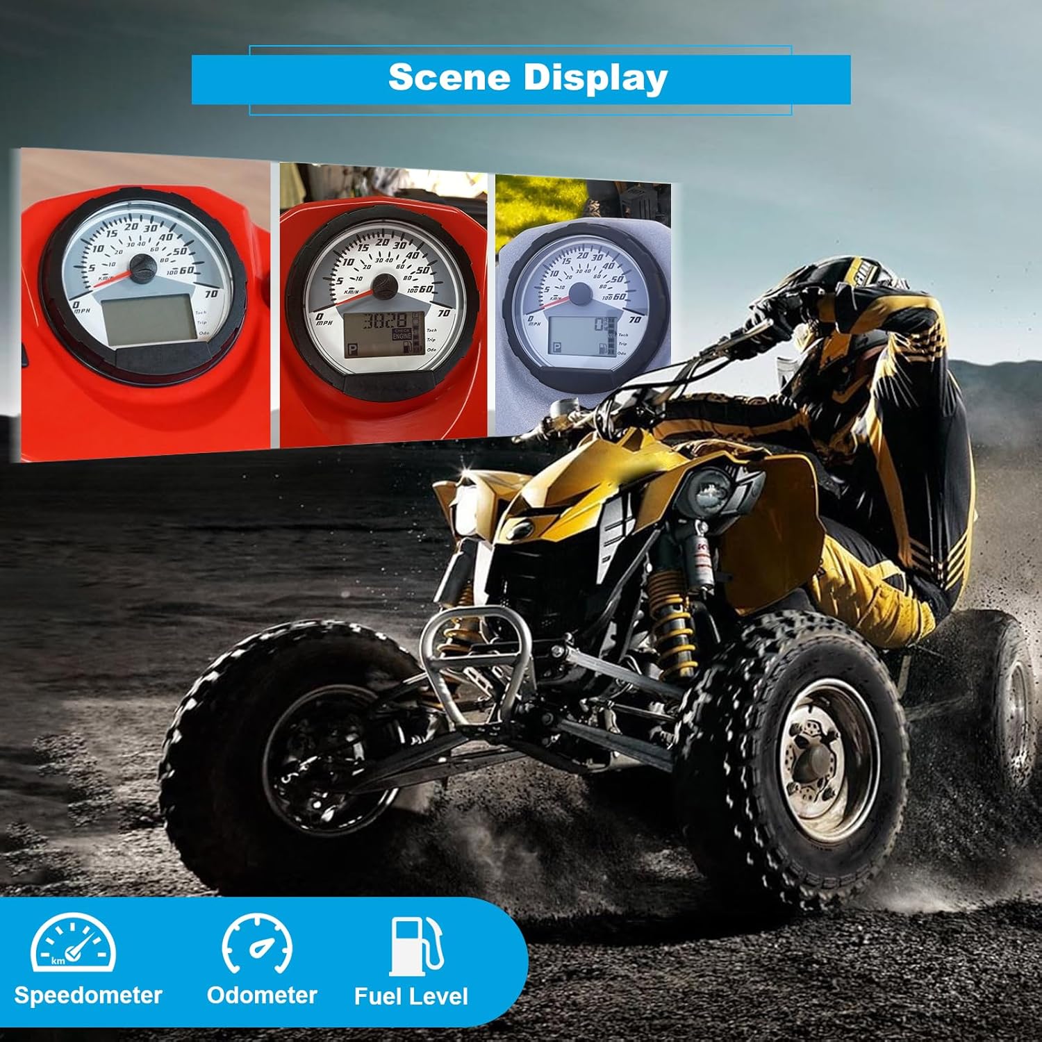 ATV Speedometer Cluster Assembly Kit for 2004-2008 Polaris Sportsman 400 450 500 600 700 800 - Replaces OEM# 3280431 3280482 3280528