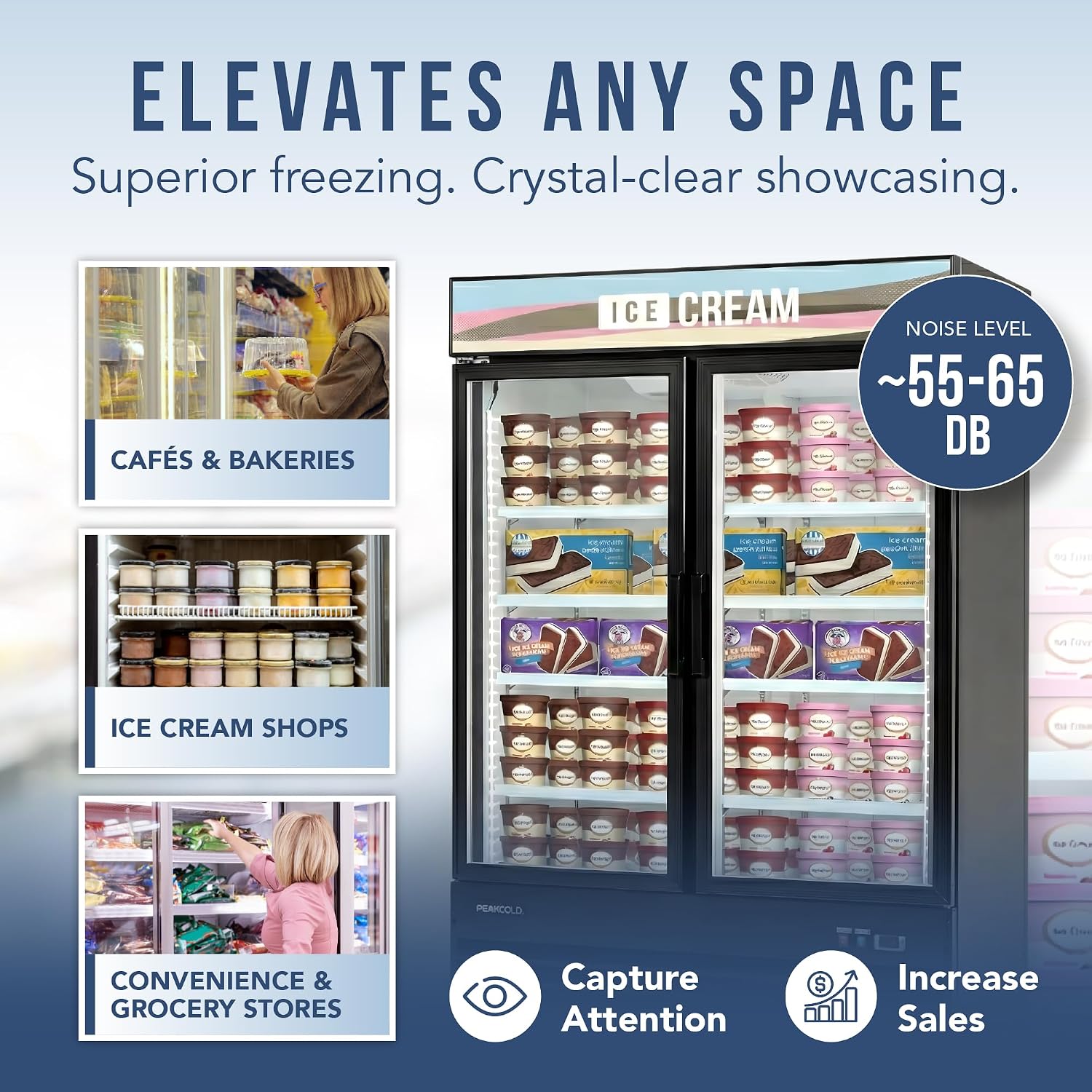 Close-up of the anti-fog technology in the freezer door