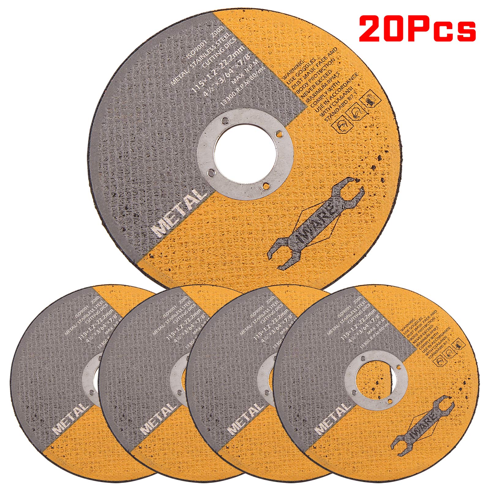 50 Piezas de Rueda de Corte Delgada Rueda de Pulido 4,5 "Cuchillas de Diamante Discos de Ruedas de Corte de Metal Amoladoras Angulares de Acero Inoxidable Discos de Corte 115 Mm/20P