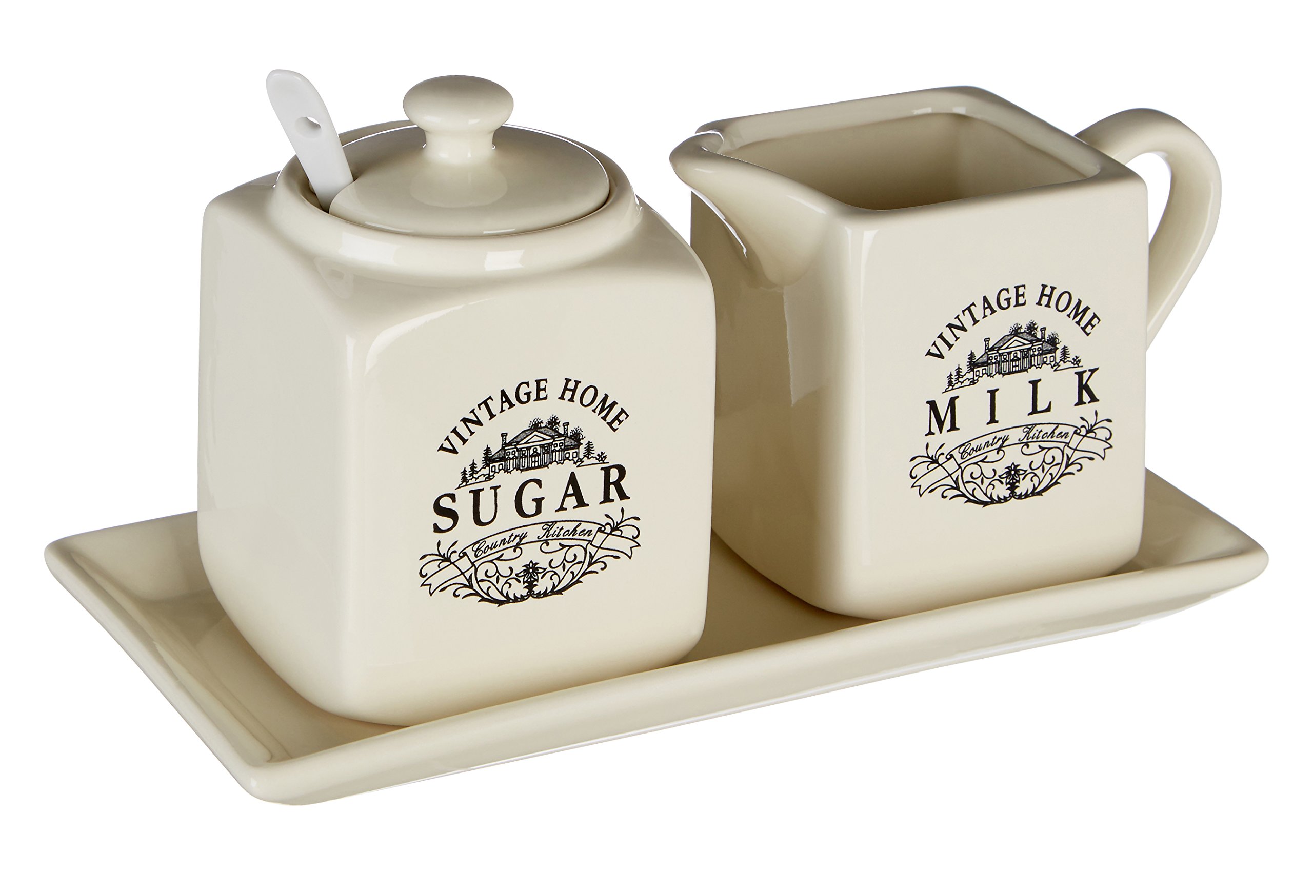 Premier Housewares - Juego de azucarero y Jarra de Leche, Color Crema
