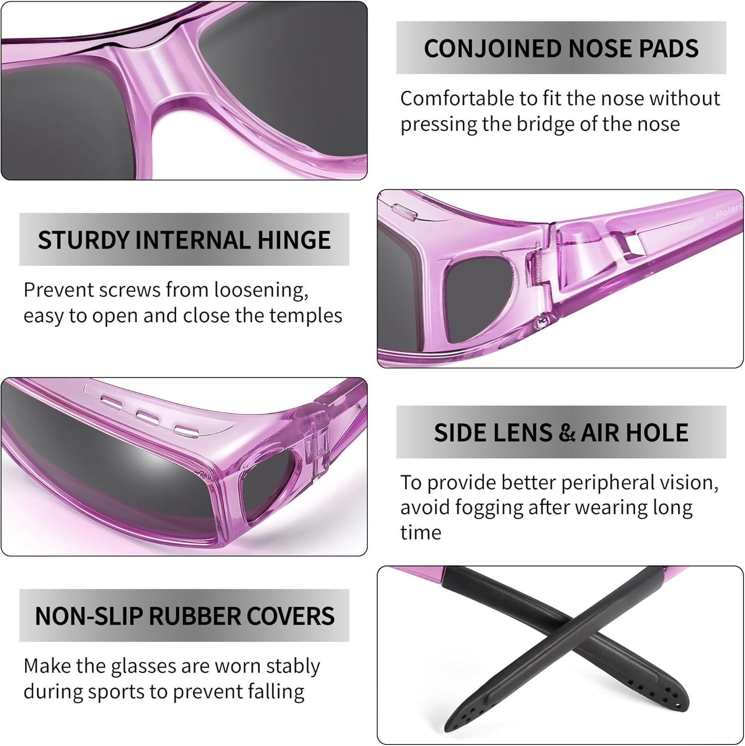 URUMQI Polarized Sunglasses Fit Over Glasses for Men Women, Wrap-around Driving Sunglasses 100% UV Protection - Image 5