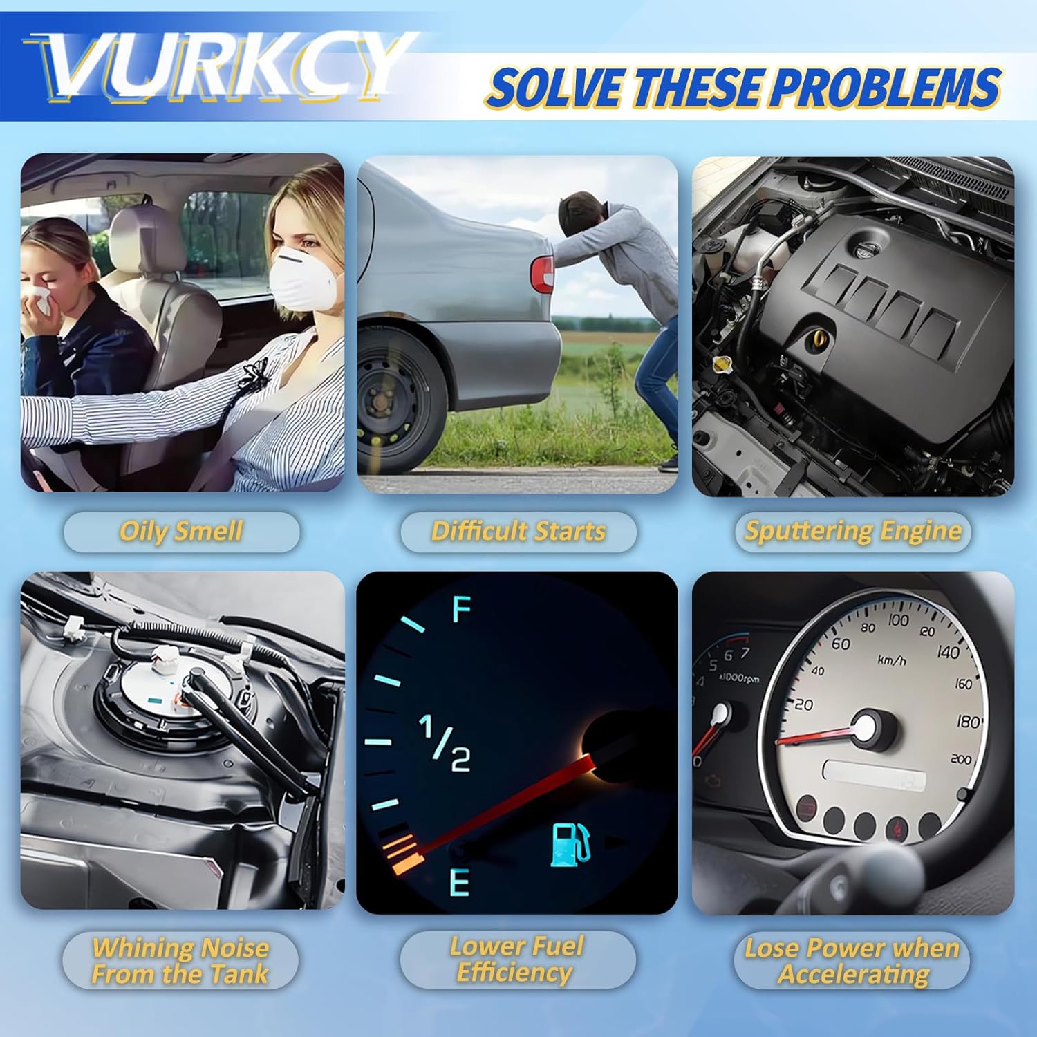 Vurkcy Electric Fuel Pump Module Assembly Compatible with 2011 2012 2013 2014 Hyundai Sonata, 2012 2013 2014 2015 Kia Optima, L4 2.4L, Replace E9120M, 546-2270, FG1527