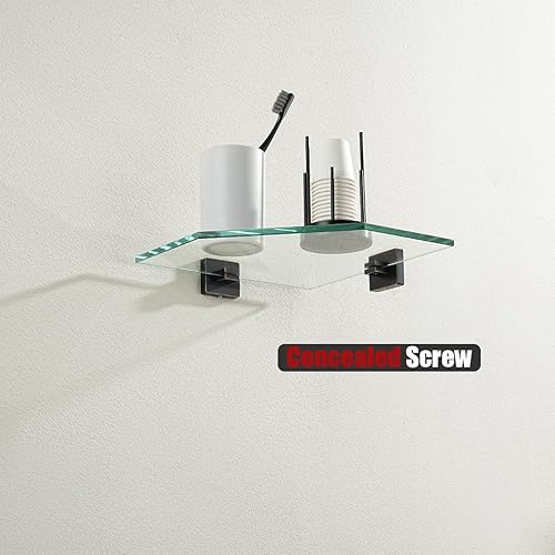 Miniatura 9 de JQK TGS290L10-BN-P2 - Estante de pared flotante triangular de acero inoxidable 304 para baño, 10 x 10 pulgadas, 2 unidades, TGS290L10-BN-P2