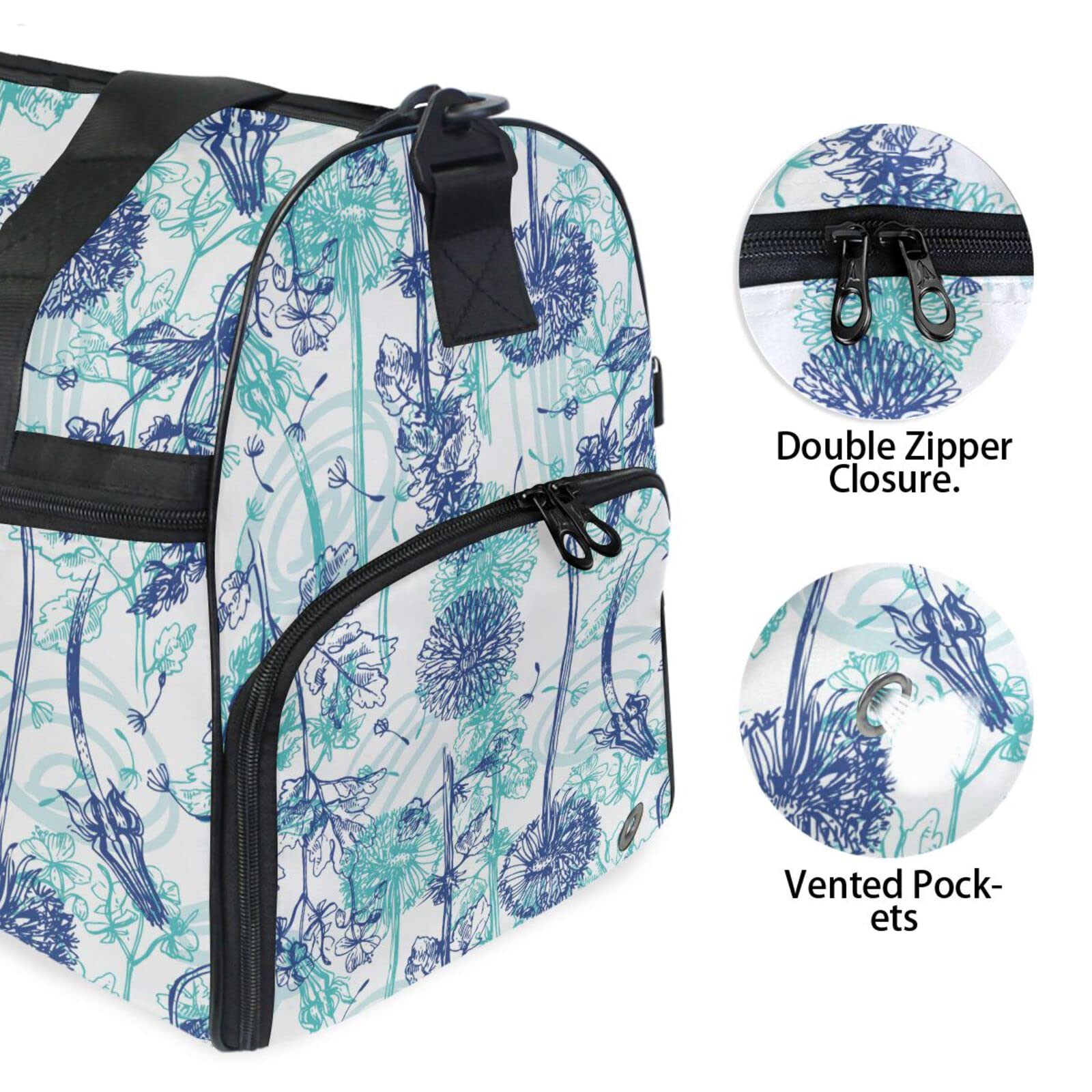 Blume Hell Pflanze Modern Floral Sporttasche Badetasche mit Schuhfach Reisetaschen Handtasche für Reisen Frauen Mädchen Männer