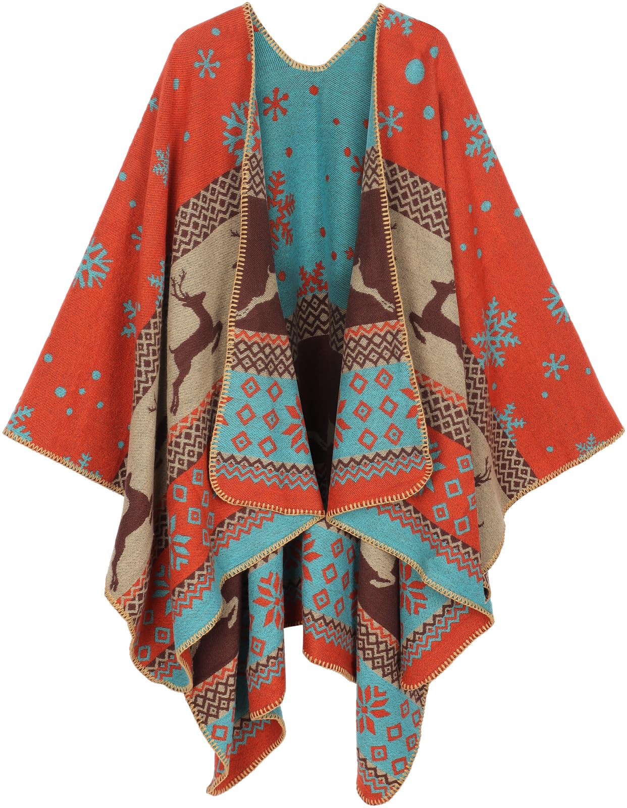 Women's Shawl Wraps Open Front Poncho Cape Oversized Sweaters Casual Cardigan Shawls for Fall Winter