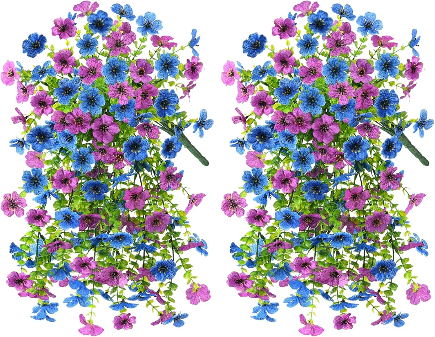 INQCMY 2Pcs Artificial Fake Hanging Flowers for Outdoors UV Resistant Artificial Plants for Spring Summer Decor Look Real Faux Flowers for Outside Home Planter Porch Patio Decor - Image 2