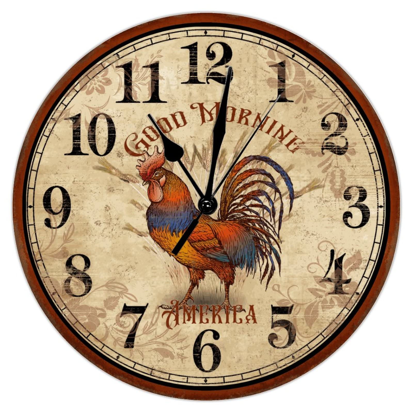 Horloge murale silencieuse poule 38cm pour dormir sans bruit