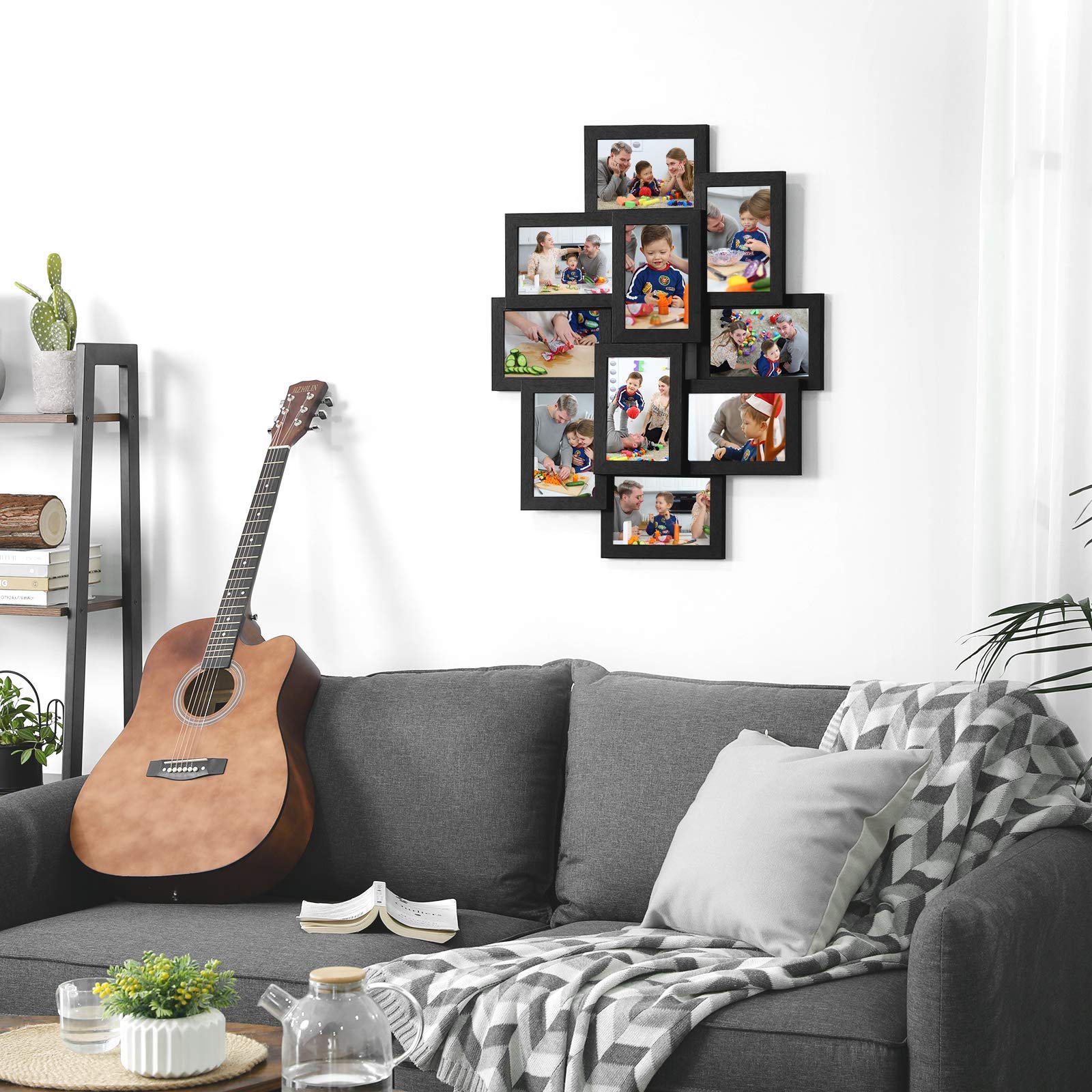 SONGMICS Collage Picture Frames, 4 x 6 Inches for 10 Photos, Assembly