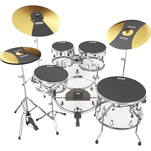 Evans Soundoff Drum Mute Pads - Full Box Pad Set - Mutes Pack - 3 Cymbals, 4 Tom/Snare, & 1 Bass - Great for Silencing Acoustic Kits to Practice - Fusion - 8-Pack