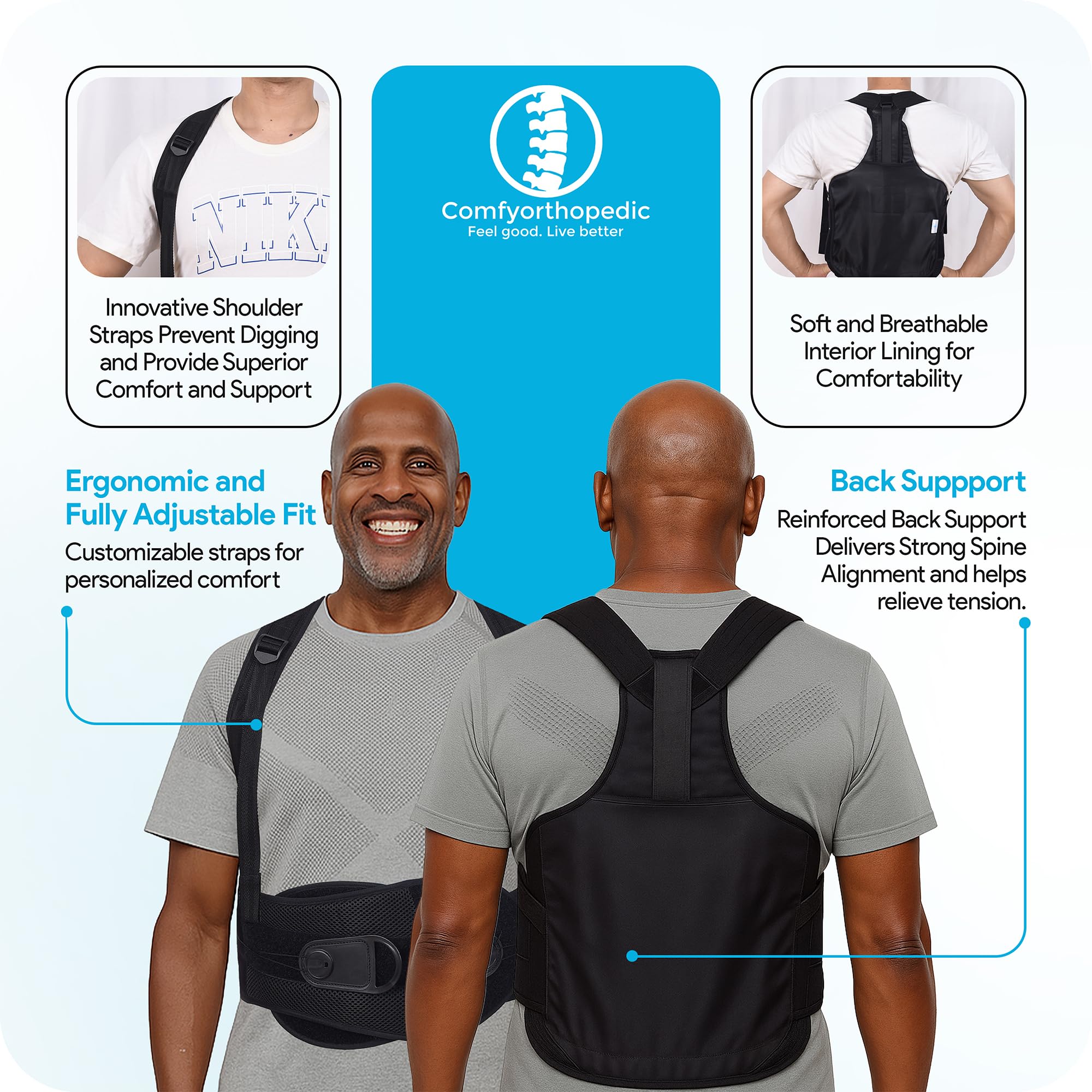 Comfyorthopedic TLSO Thoracic Full Back Brace L0456/L0457 – Medical Grade Upper & Lower Spine Support with Back Compression for Scoliosis, Kyphosis & Post-Surgery Pain Relief, Men & Women — Amazon image 4