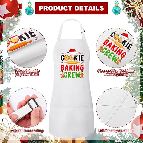 Miniatura 9 de Suhine Paquete de 4 delantales navideños a juego para hornear de Navidad, delantales de cocina para cocina familiar
