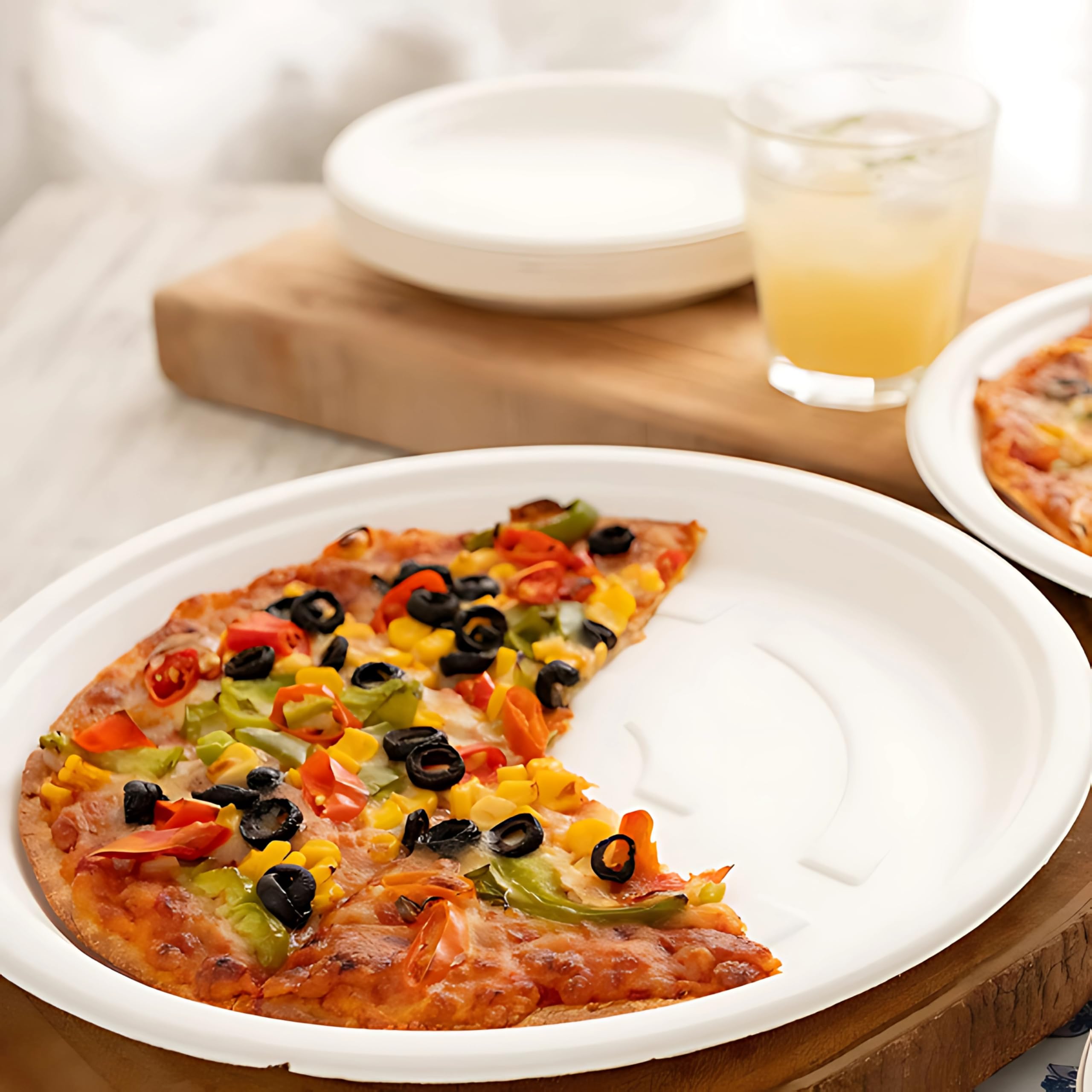 Wrap n Pac 12 inch Pizza Round Plates Disposable Biodegradable Bagasse Sugarcane Wedding Party Plates Eco Friendly Tableware (12 Inch - Pack of 50) - Image 4