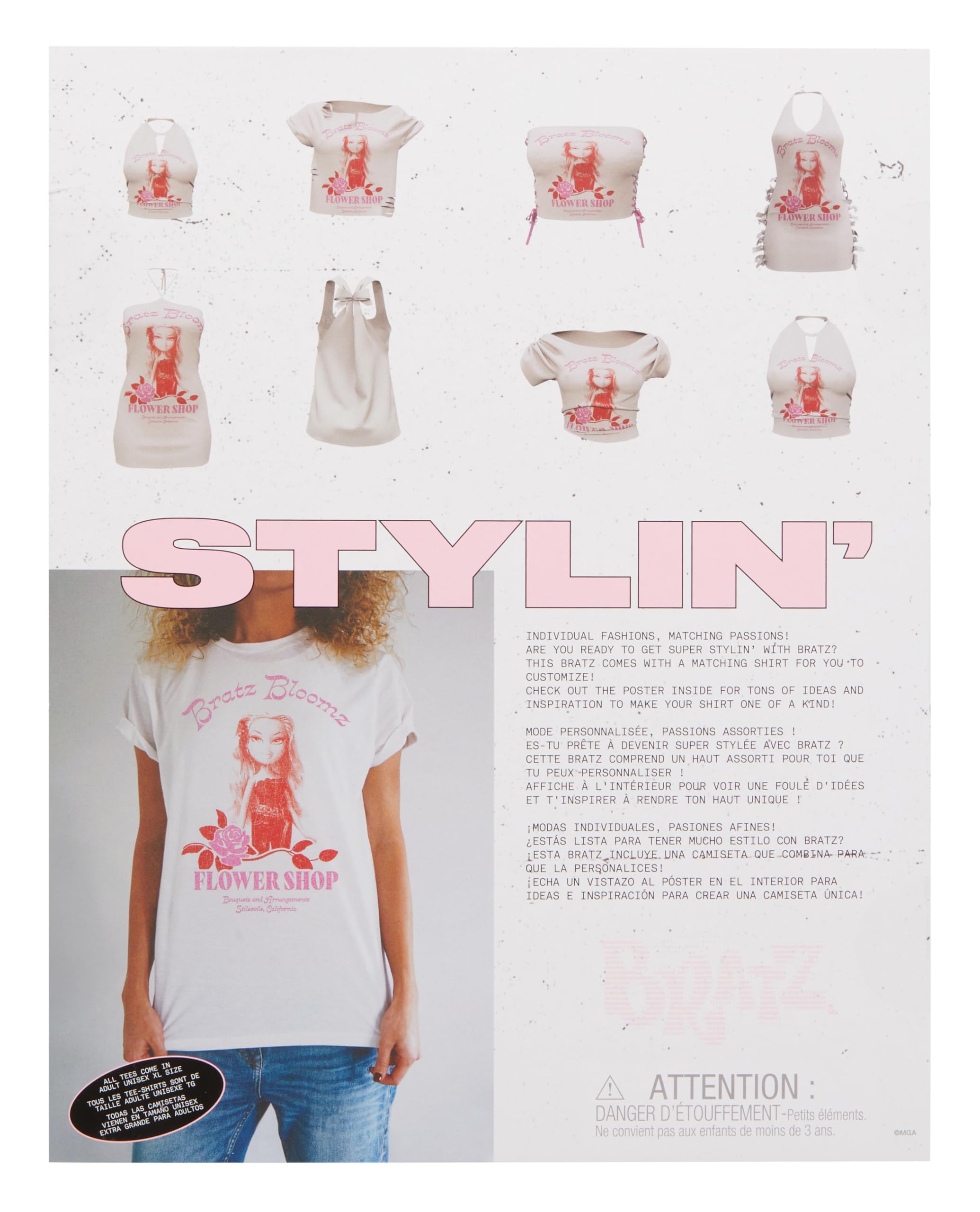 Bratz Stylin' Yasmin - Bambola Fashion con Maglietta Personalizzabile, Dotata di Accessori, Giocattoli Carini per Ragazze