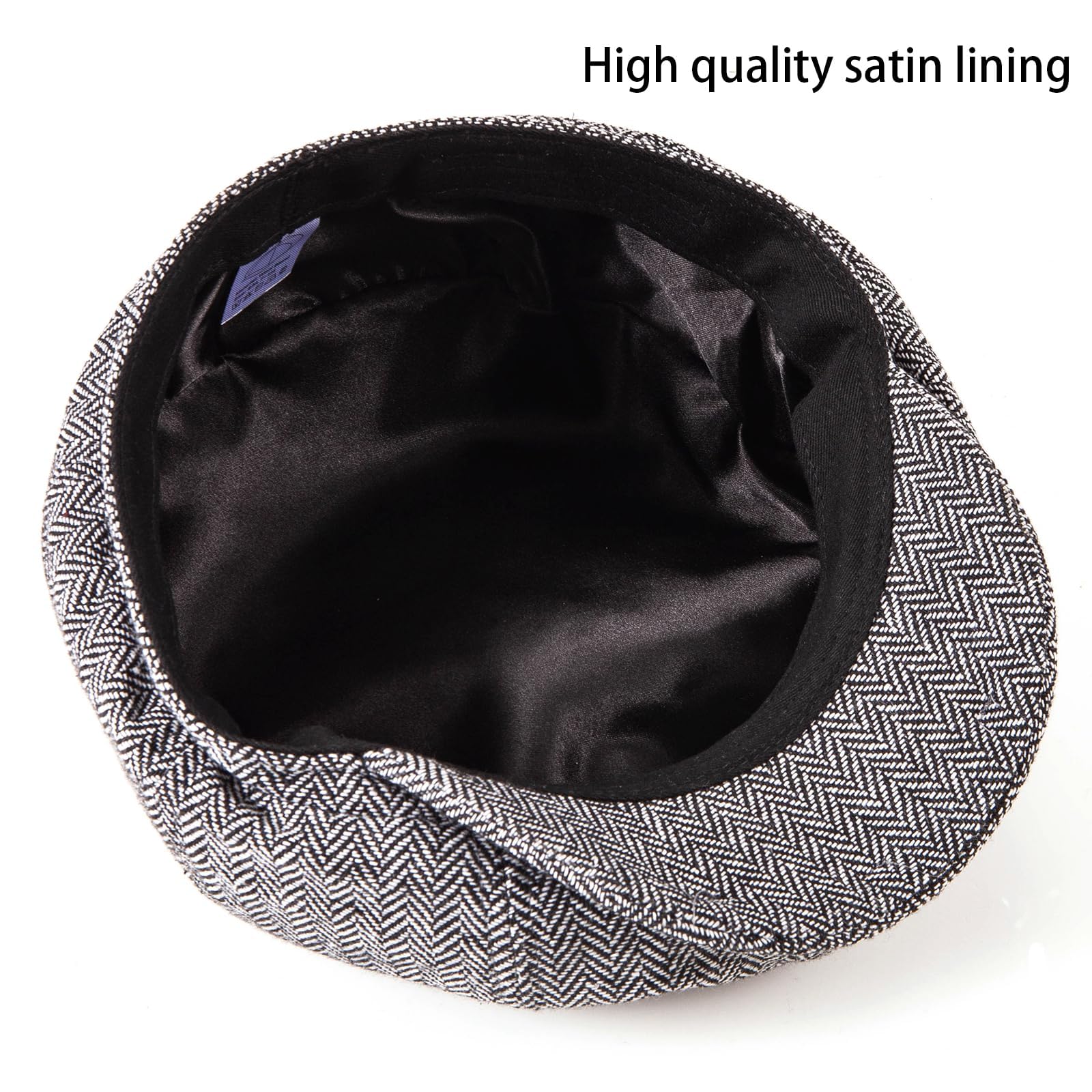 LADYBRO 8-Panel Herren Newsboy-Mütze - Fischgrätenmuster Tweed-Wollmischung Hüte Schirmmütze Scally Ivy Cap Vintage Alltag Freizeit