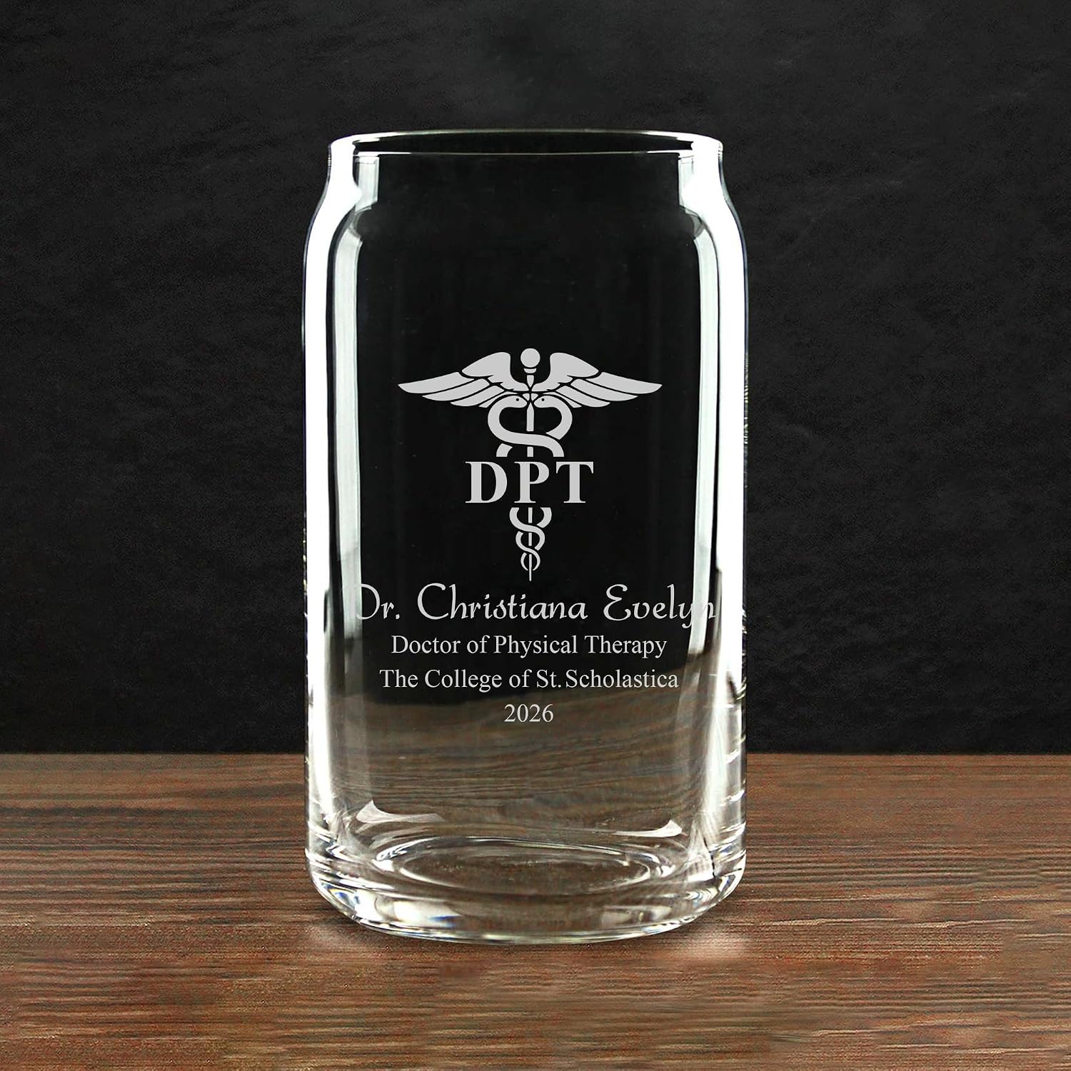 Custom DPT Degree Graduation Can Glass, Doctor of Physical Therapy Beer Can Glass - Engraved DPT Graduation Gifts, Doctor of Physical Therapy Graduation Gifts, Class of 2026