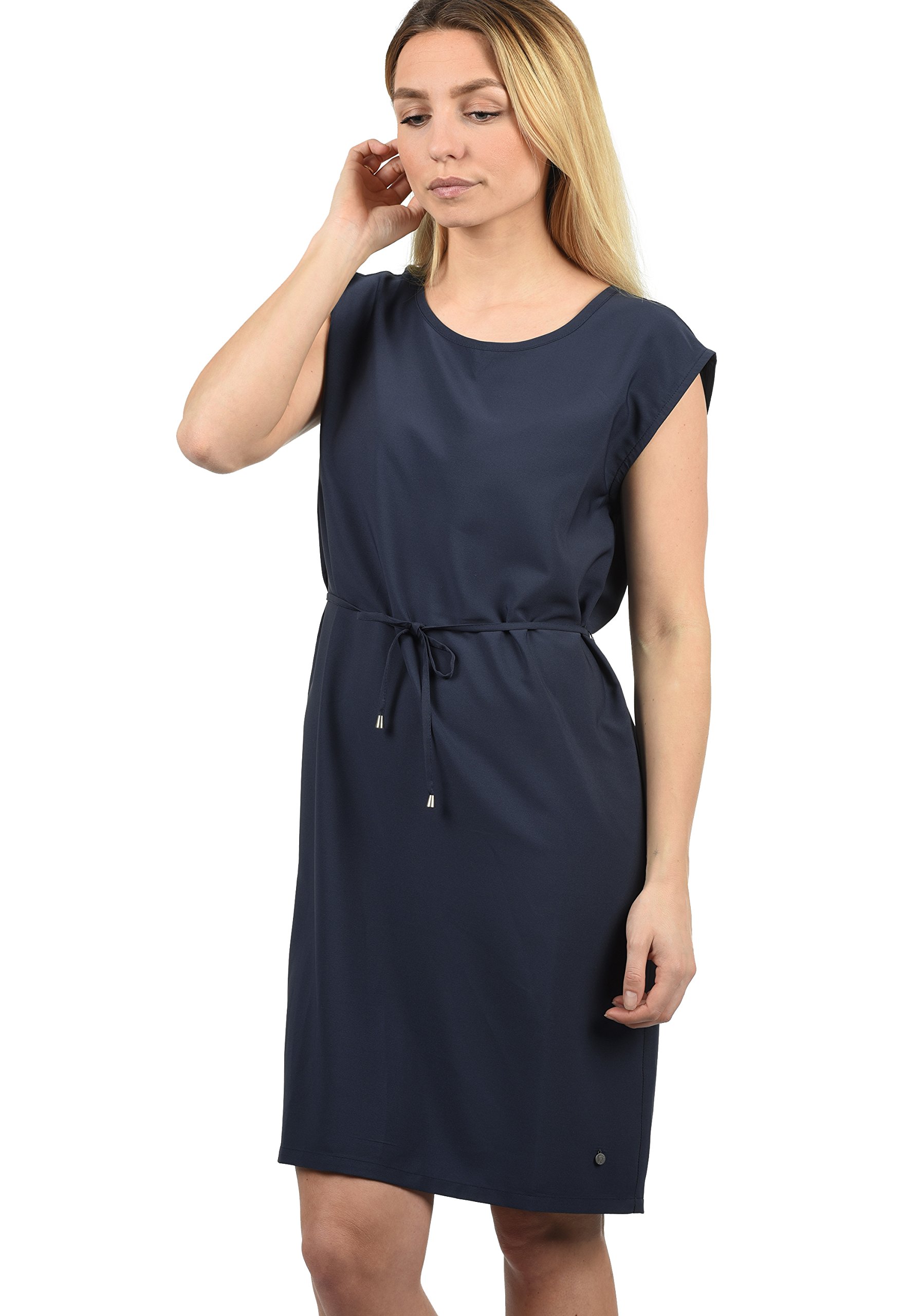 Blend SHE Amaia Damen Blusenkleid Lange Bluse Kleid mit Rundhalsausschnitt Knielang