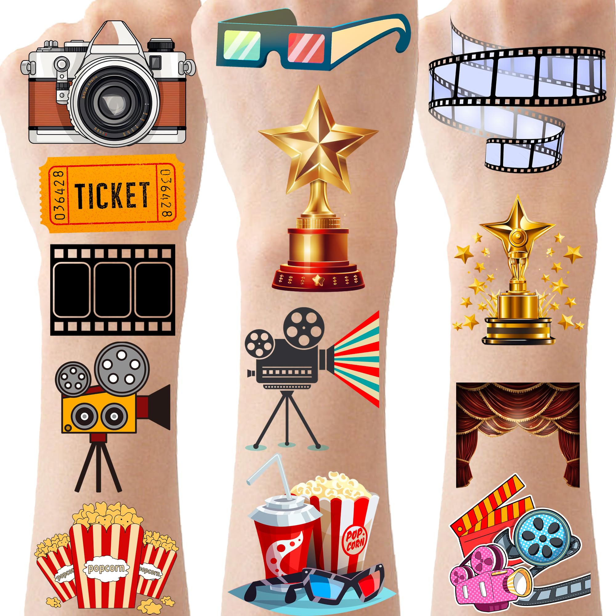 240 Movie Tattoos Temporary Stickers Party Supplies Decorations Favors Birthday Goodie Bag Stuffers Favors Prize(24 Sheets)