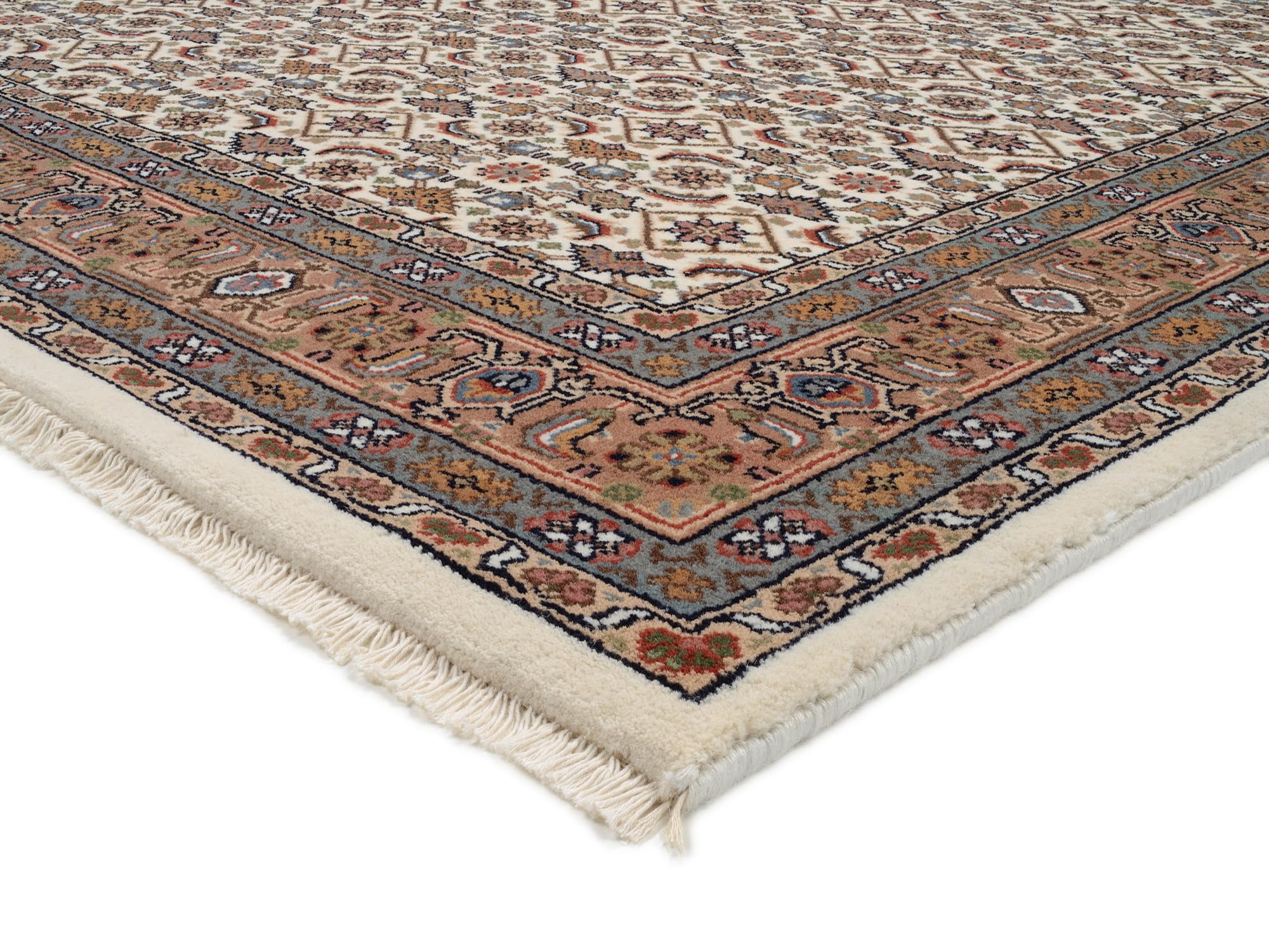 BADOHI HERATI handgeknüpfter Orientteppich Naturfaser Kurzflor hochwertige Qualität in Creme Braun Beige Größe: 60x90 cm Diele, Esszimmer, Flur, Kinde