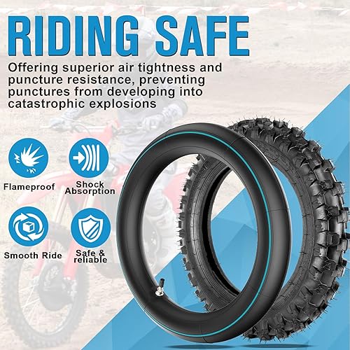 Miniatura 3 de Juego de neumáticos todoterreno y tubo interior de 2.5-10 pulgadas, neumático de motocross de 2.50-10 con llanta de 10 pulgadas y tubo interior de