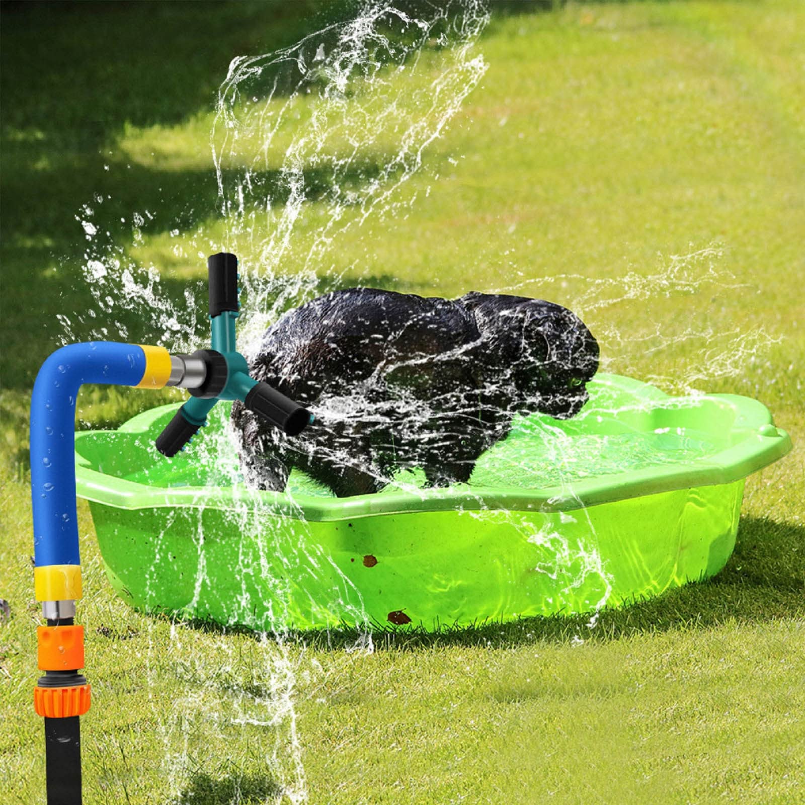 Trampoline Sprinkler for Kids 360° Rotating Water Sprinkler Trampoline Sprayer Waterpark Fun Summer Outdoor Water Games Yard Toys Included Accessories Tool Quick Setup (Style A)