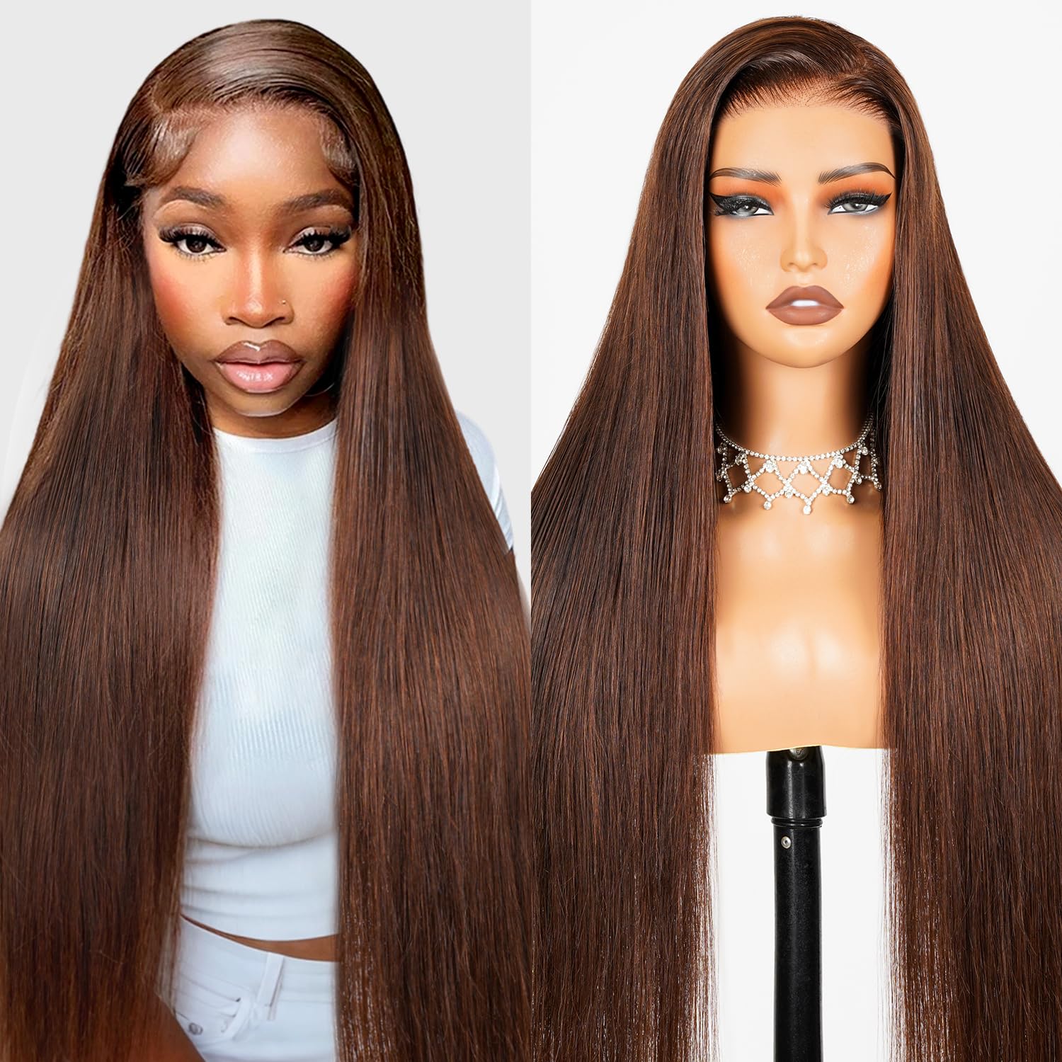 Arabella 6x5 Glueless Wigs Human Hair Pre Plucked Pre Cut 210% Density Wear and Go Glueless Wig 12A Chocolate Brown Wig with Invisible Lace Tiny Knots