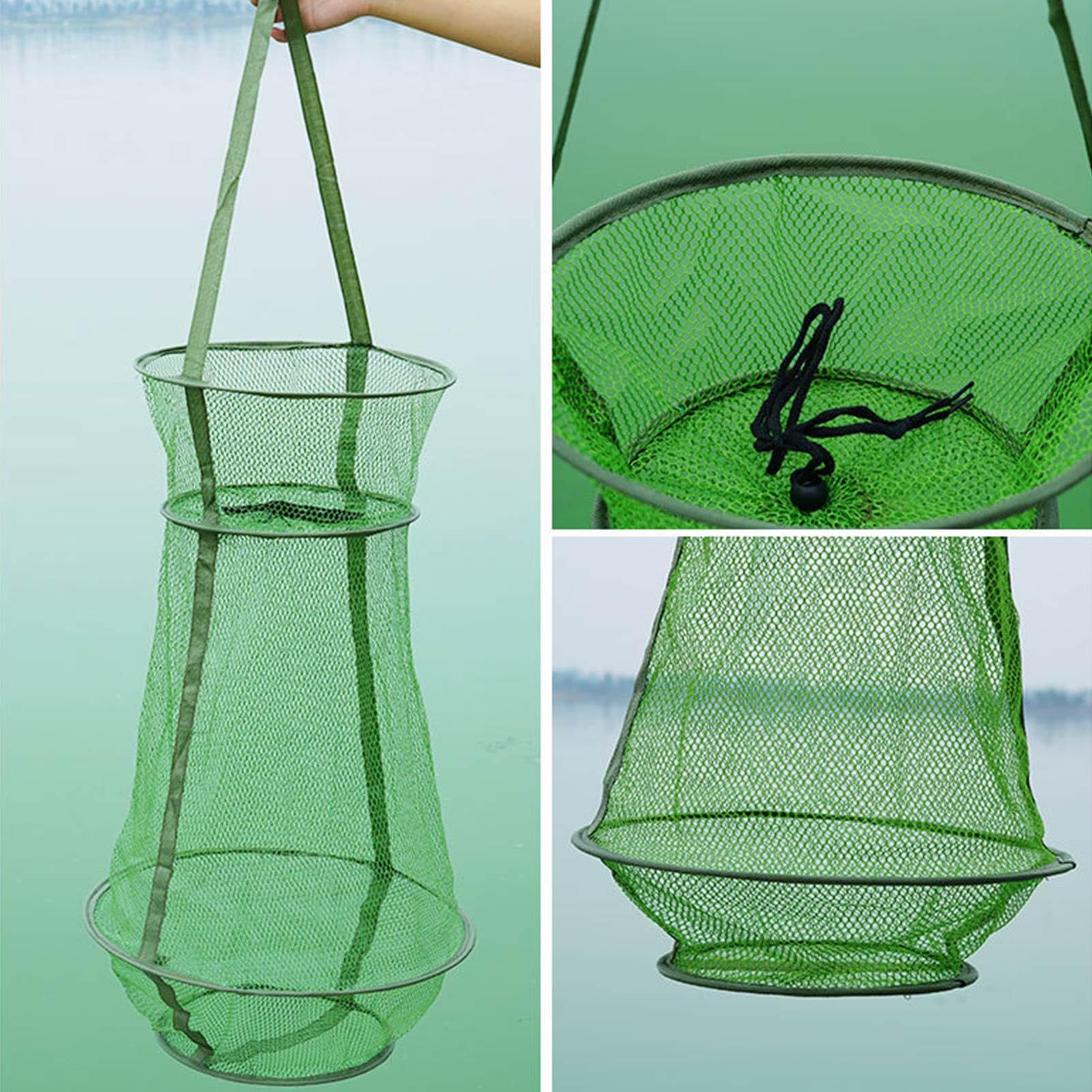 Cage en filet de pêche – Durable, résistant à la , piège à poisson coulé à la main, conception en maille pliable, panier facile à utiliser | Cage de piège à mailles de pêche, idéale pour la p