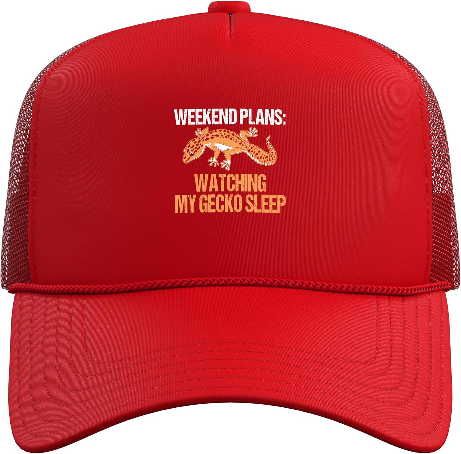 Weekend Plans Watching My Gecko Sleep Funny Reptile Trucker Hat with Adjustable Mesh Back image 2