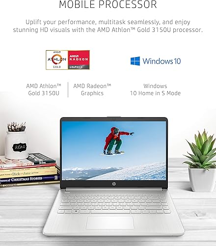 Miniatura 2 de HP Computadora portátil 14, AMD Athlon Gold 3150U, 4 GB de RAM, almacenamiento SSD de 128 GB, pantalla HD de 14 pulgadas, Windows 10 en modo S,