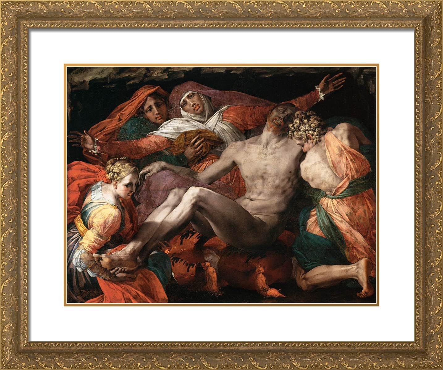 ArtDirect Fiorentino Rosso 24x20 Gold Ornate Framed Art Print with Double Matting Titled: Pietà