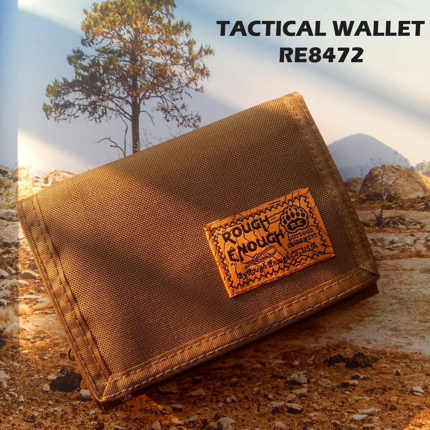 ROUGH ENOUGH Tactical Wallet for Men – 500D Cordura with YKK Zipper and Multi-Slot Design – Secure EDC Organizer for Cards, Cash, Travel Essentials