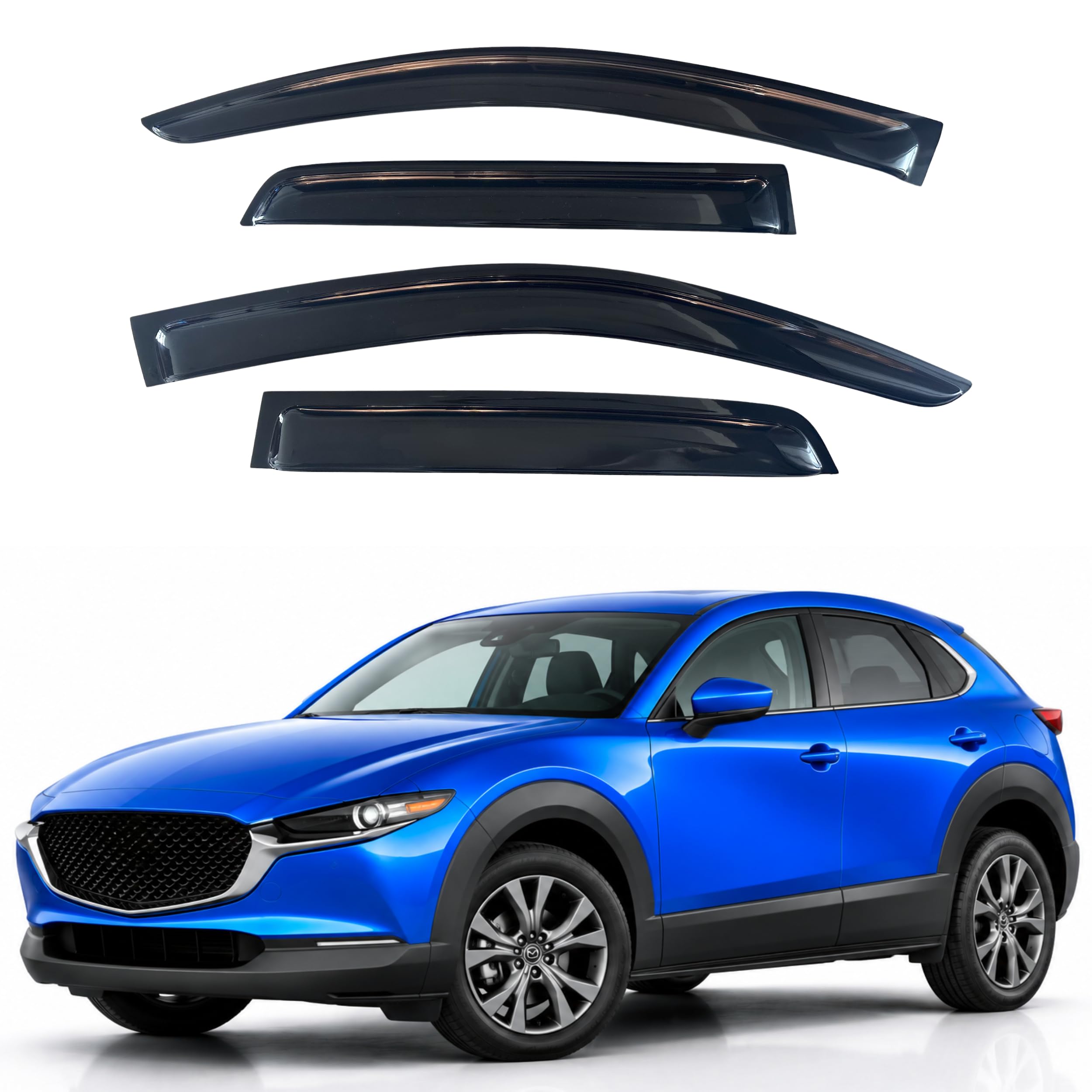 IG Window Visors Fit for 2020-2026 Mazda CX-30, Out-Channel Rain Guards Vent Wind Deflectors 4PC, Car Accessories for 20-26 Mazda CX30