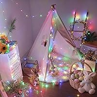Vista 2 de Brizled - Luces de hadas que cambian de color, 66 pies / 20 metros, 200 luces LED de Navidad con control remoto, luz RGB parpadeante ajustable, luz