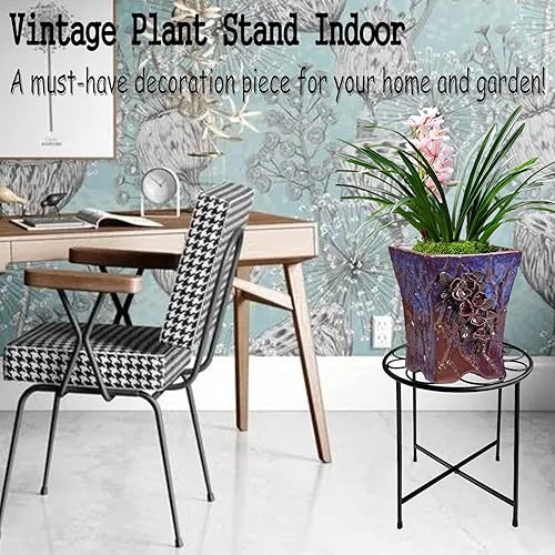 Miniatura 3 de ZEECER Soporte para plantas, paquete de 2 soportes redondos para plantas para interiores y exteriores, diseño retro de 15 pulgadas de alto, soporte