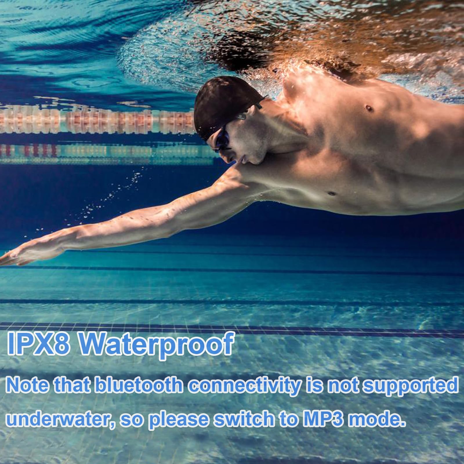 SuperQ4 Casque à conduction osseuse Bluetooth 5.3 – IP68 étanche sans fil avec 32 Go MP3, 12 heures de lecture, confort d'oreille ouverte pour la natation, la course et le sport