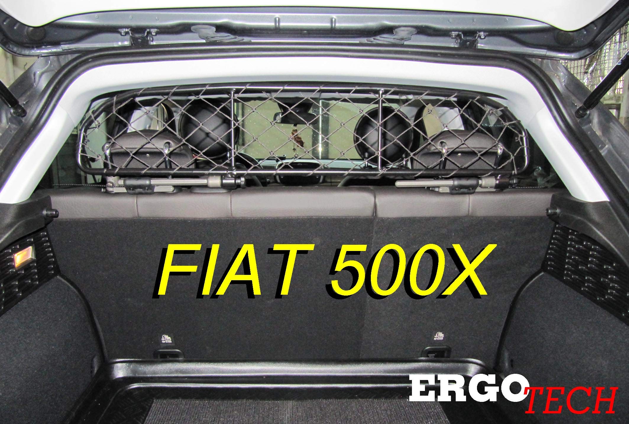 ERGOTECH Divisorio Griglia Rete Divisoria per Fiat 500X, RDA65-HXXS, per Trasporto Cani e Bagagli