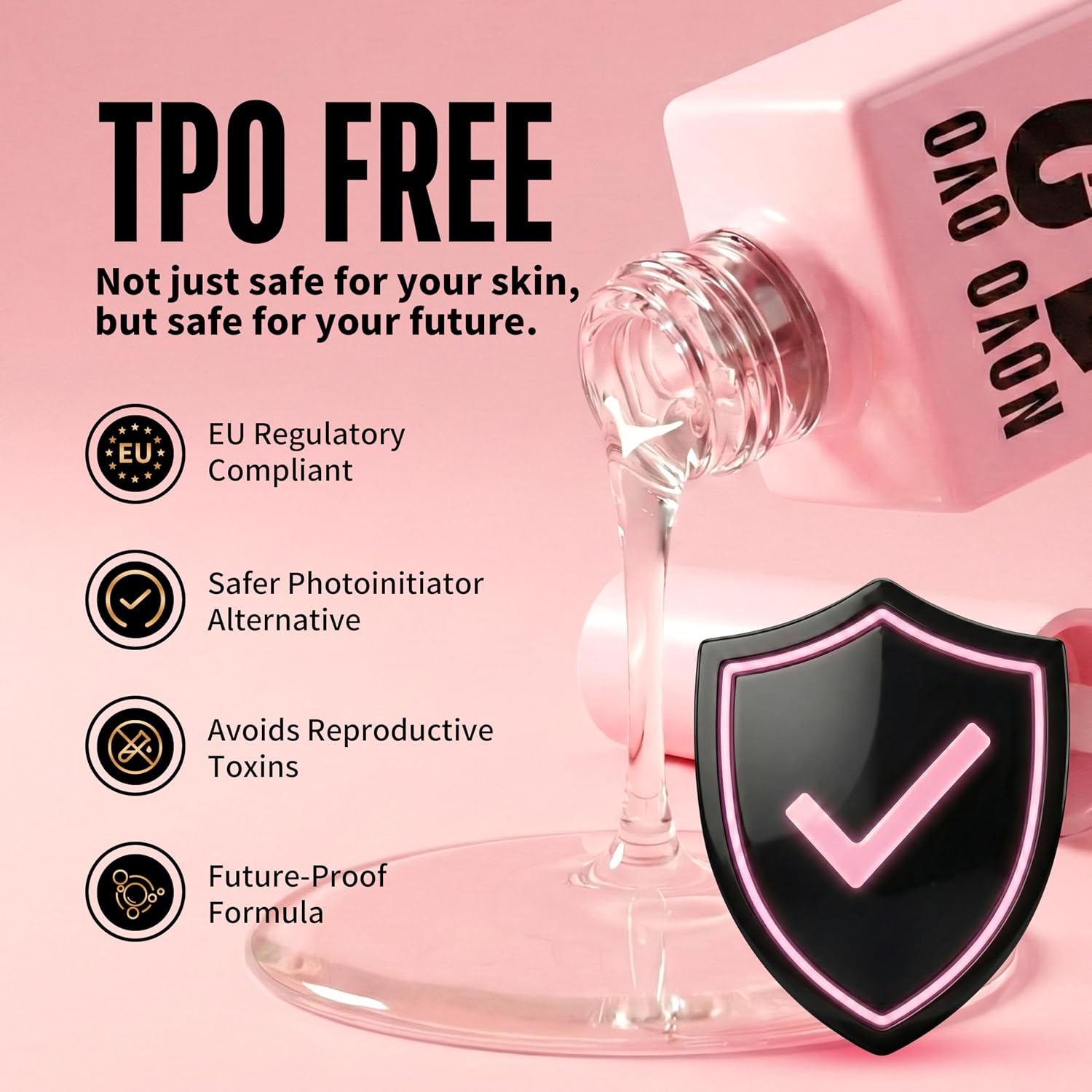 NOVO OVO UV Nail Glue and Builder Gel 2 in 1, No Wipe Top Coat Kit for Predesigned French Tip Nail Tips, HEMA TPO FREE, Super Strong Adhesive for Press on Acrylic Nails, Long Lasting, Easy to Use