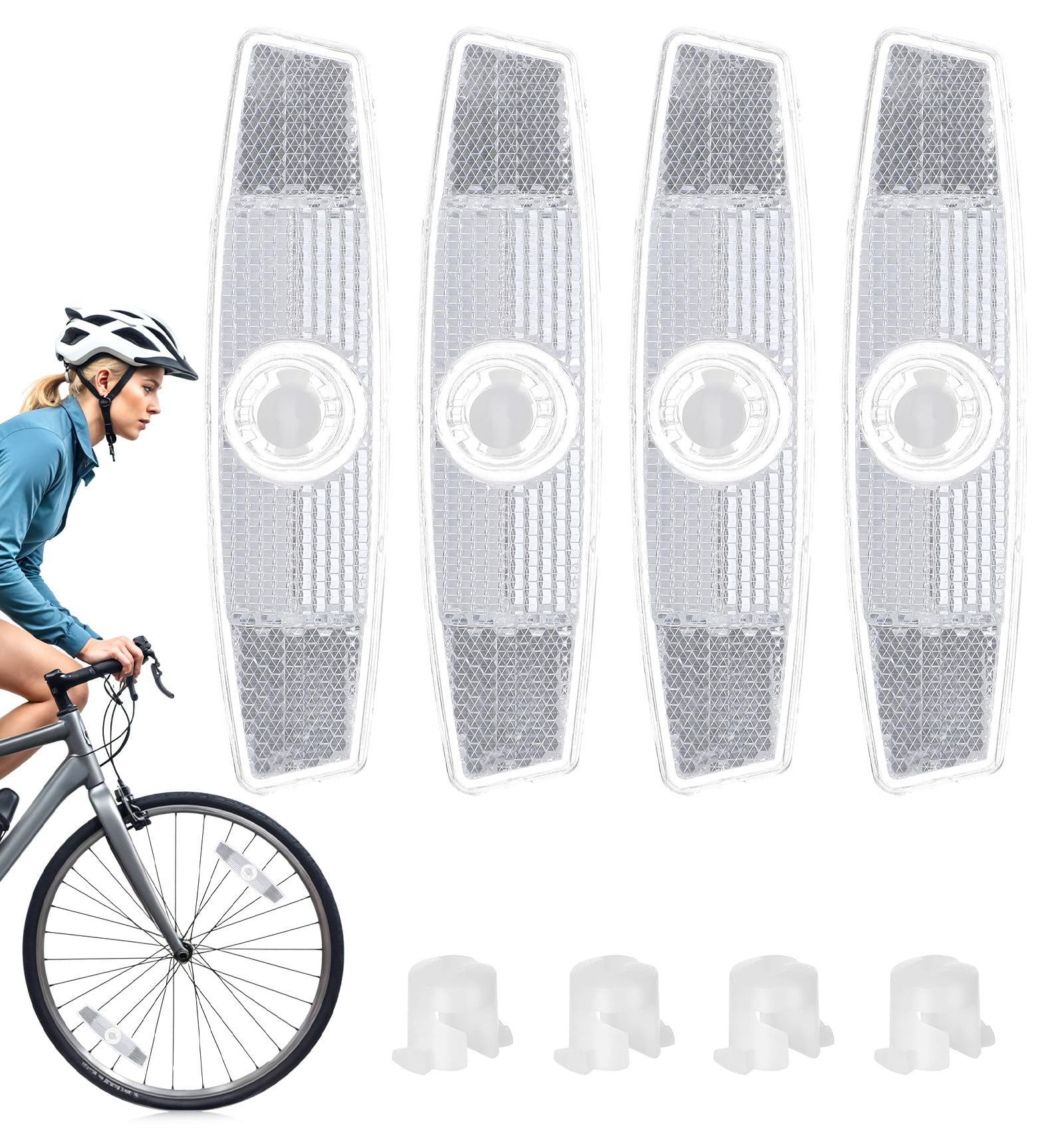 FRCTLNKG 4 Pack Bicycle Wheel Reflectors, Bicycle Reflectors Bike Reflectors for Night Riding