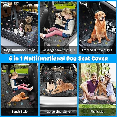 Miniatura 2 de URPOWER Funda de asiento de coche para perro 6 en 1, impermeable, hamaca de coche para perro, 4060, funda de asiento de perro dividida con ventana
