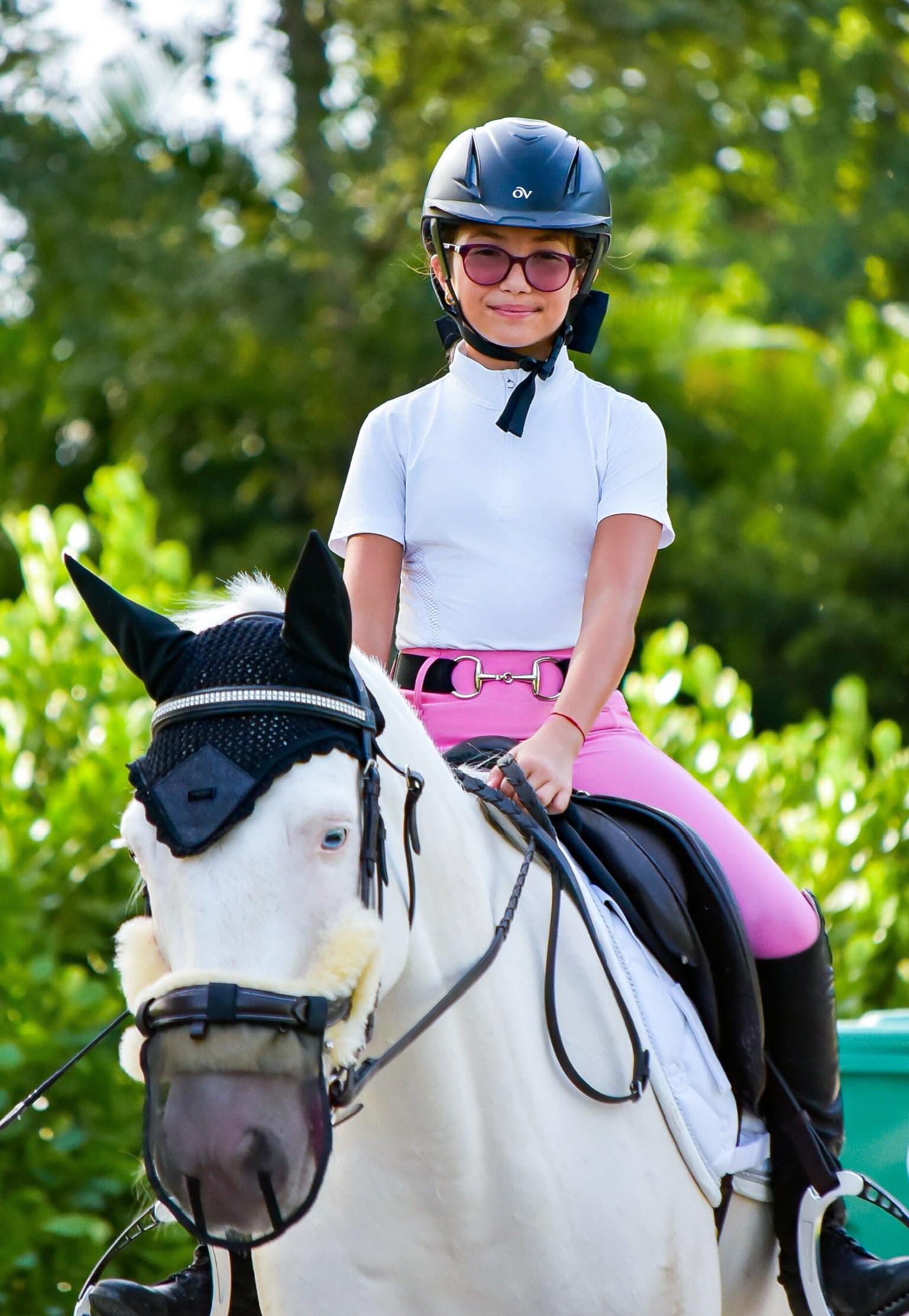 FitsT4 Sports Pantalon d'équitation pour enfant fille - Pantalon d'équitation en silicone - Avec 2 poches latérales et passants de ceinture