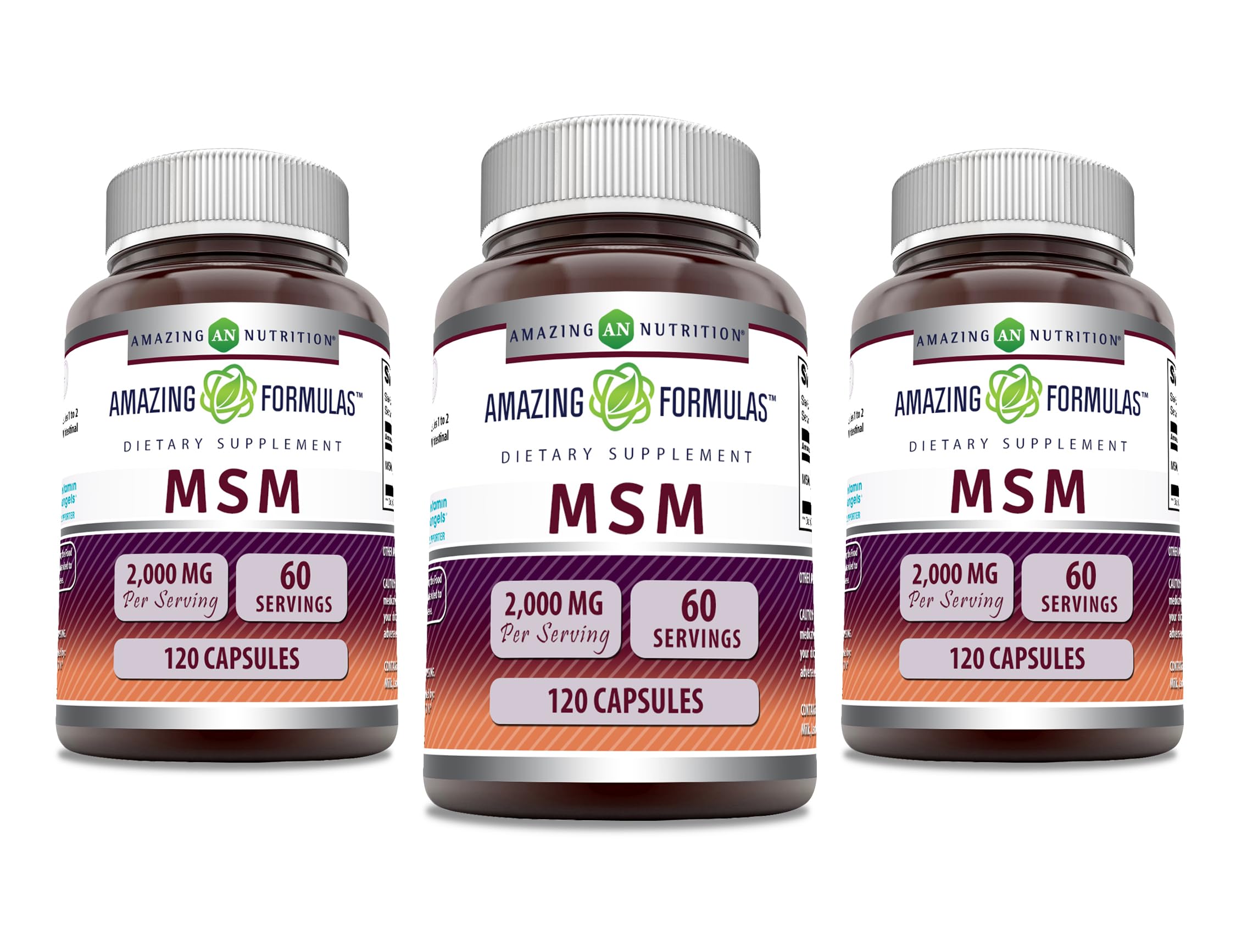 Amazing Formulas MSM (Methylsulfonylmethane) Supplement | 2000 Mg Per Serving | Capsules | Non-GMO | Gluten Free | Made in USA (120 Count | Pack of 3) 3 Pack