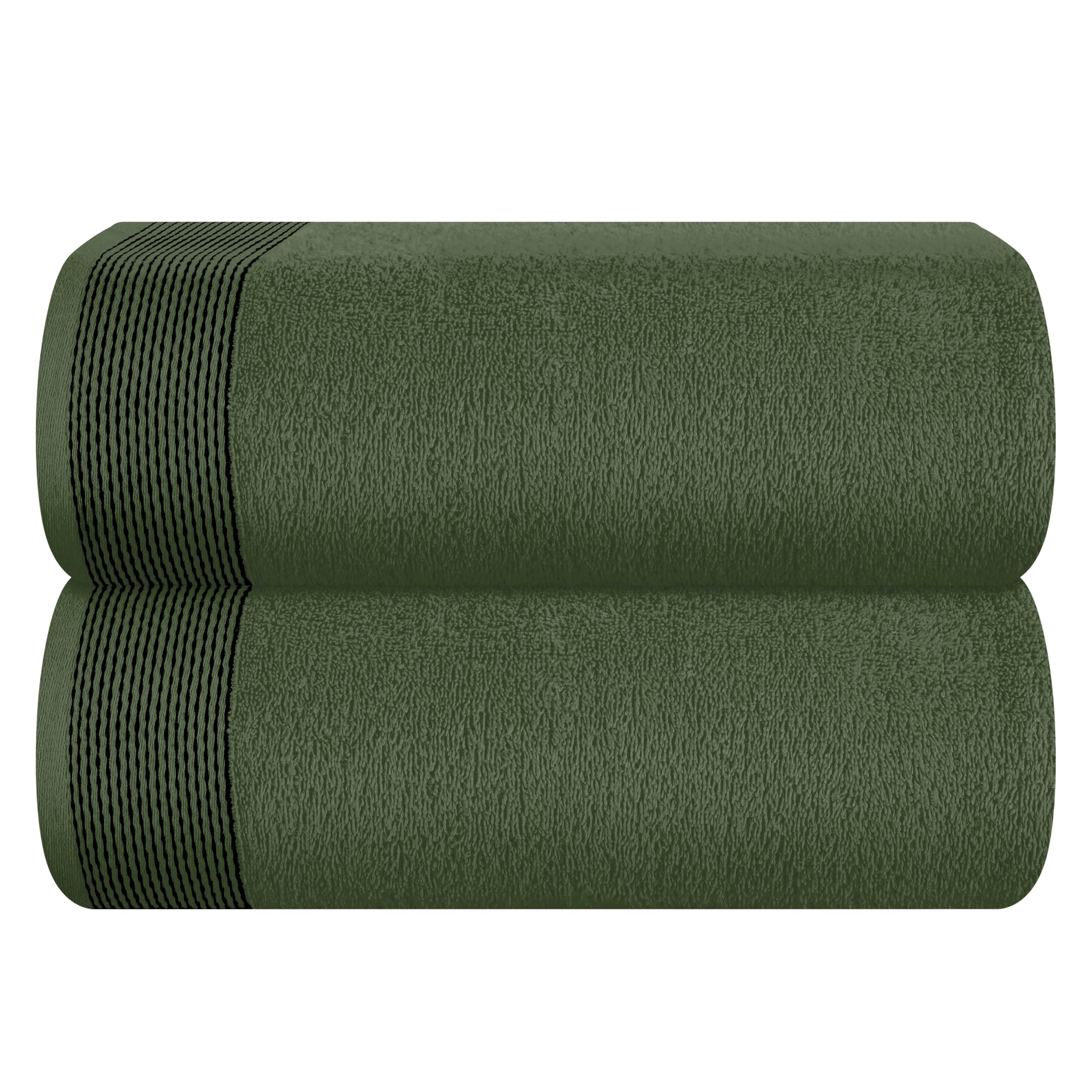 Belizzi Home Cotton 2 Pack Oversized Bath Sheet 35 x 70, Large Bath Sheet, Ultra Absorbent, Compact, Eco-Friendly and 100% Recyclable, Quick Drying and Lightweight Towel - Olive Green