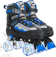 Nattork Adjustable Roller Skates for Kids - 4 Sizes, Light-Up Wheels, ABEC-7 Bearings for Boys Girls Beginners Indoor Outdoor Fun