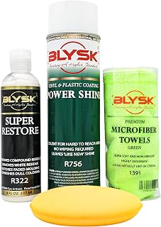 4-Piece Restore and Shine Pack - Power Shine Vinyl & Plastic Coating (R756) 11oz, Super Restore 8oz, Microfiber Towel and Applicator Pad