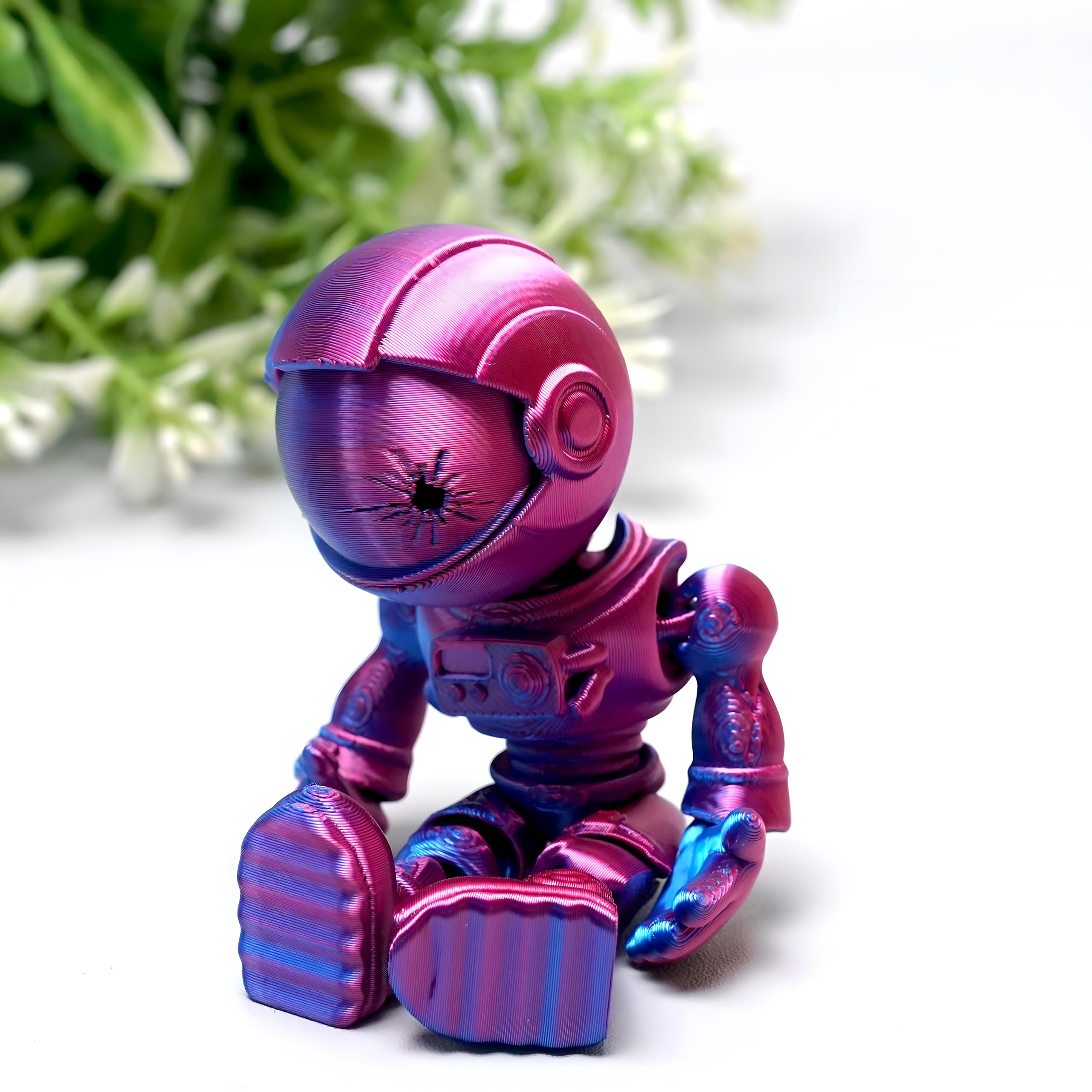 SHEETA 5 Inch 3D Printed Space Zombie Astronaut Fidget Toy, Flexible Articulated Skeleton Figurine, Poseable Halloween Desk Décor, Sci-Fi Collectible Gift for Teens Adults Men Women (Red Blue)